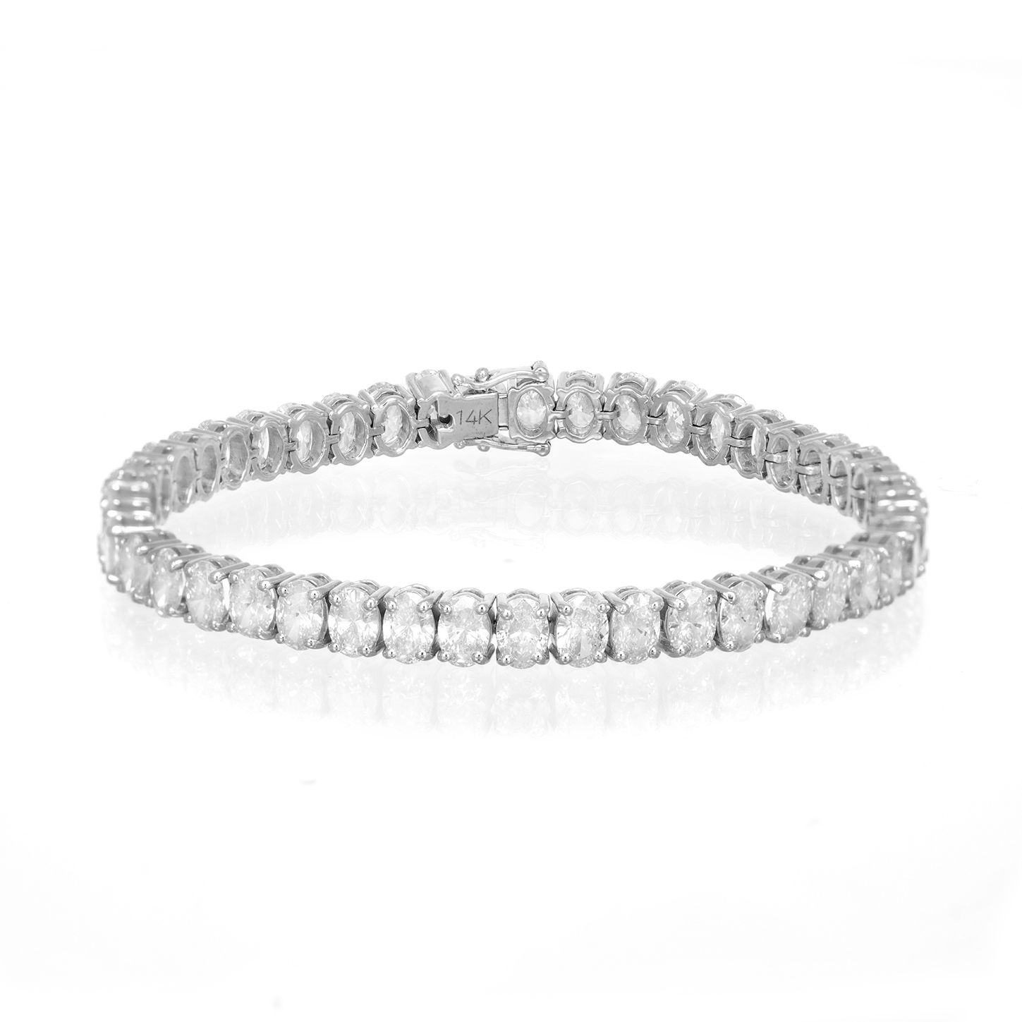 14K OVAL CUT TENNIS BRACELET WITH ELEGANT DIAMOND ACCENT 11.28CT - Mr. Alex Jewelry