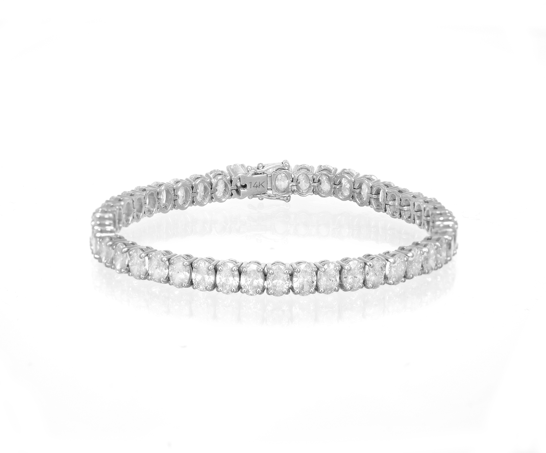14K OVAL CUT TENNIS BRACELET WITH ELEGANT DIAMOND ACCENT 11.28CT - Mr. Alex Jewelry