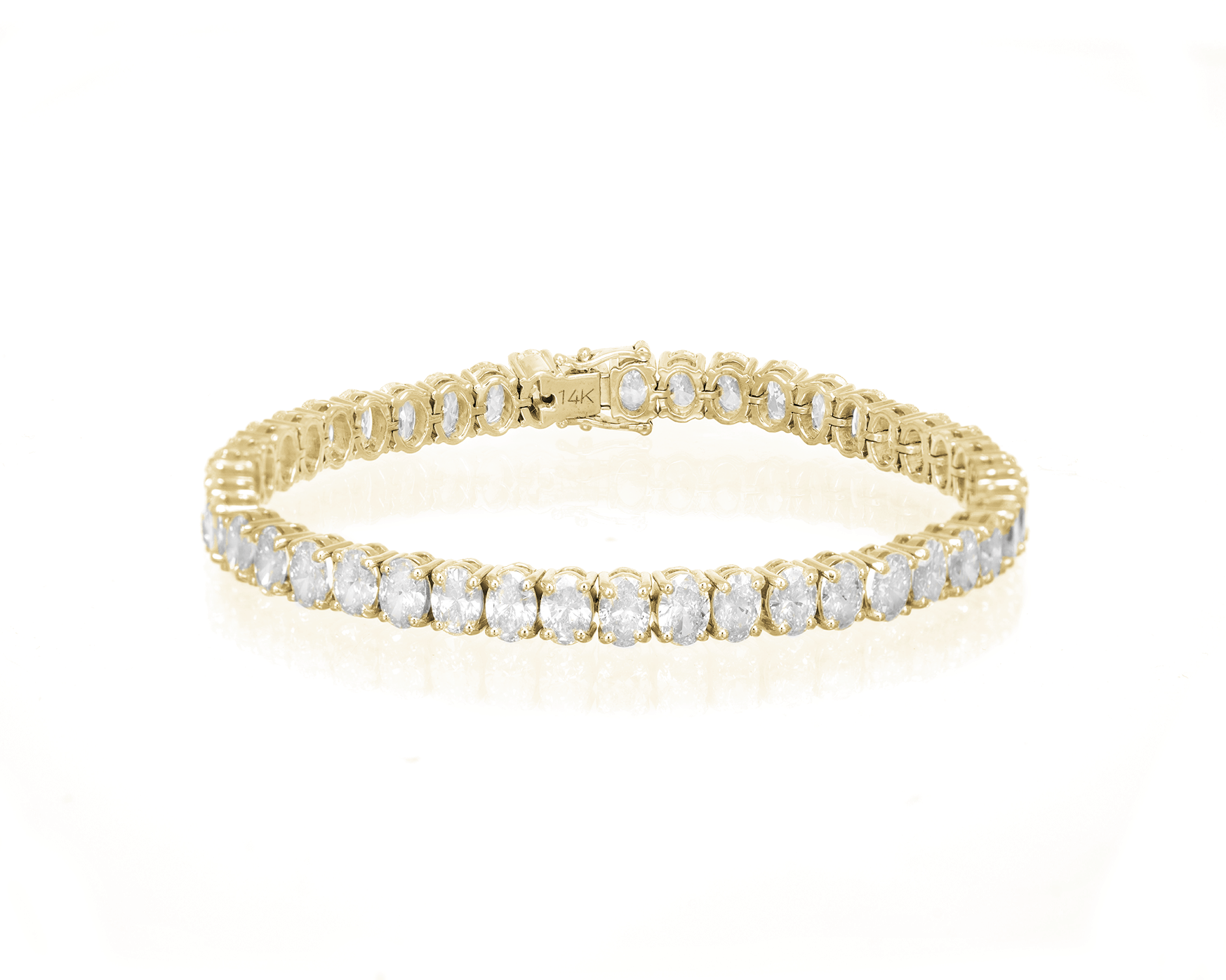 14K OVAL CUT TENNIS BRACELET WITH ELEGANT DIAMOND ACCENT 11.28CT - Mr. Alex Jewelry