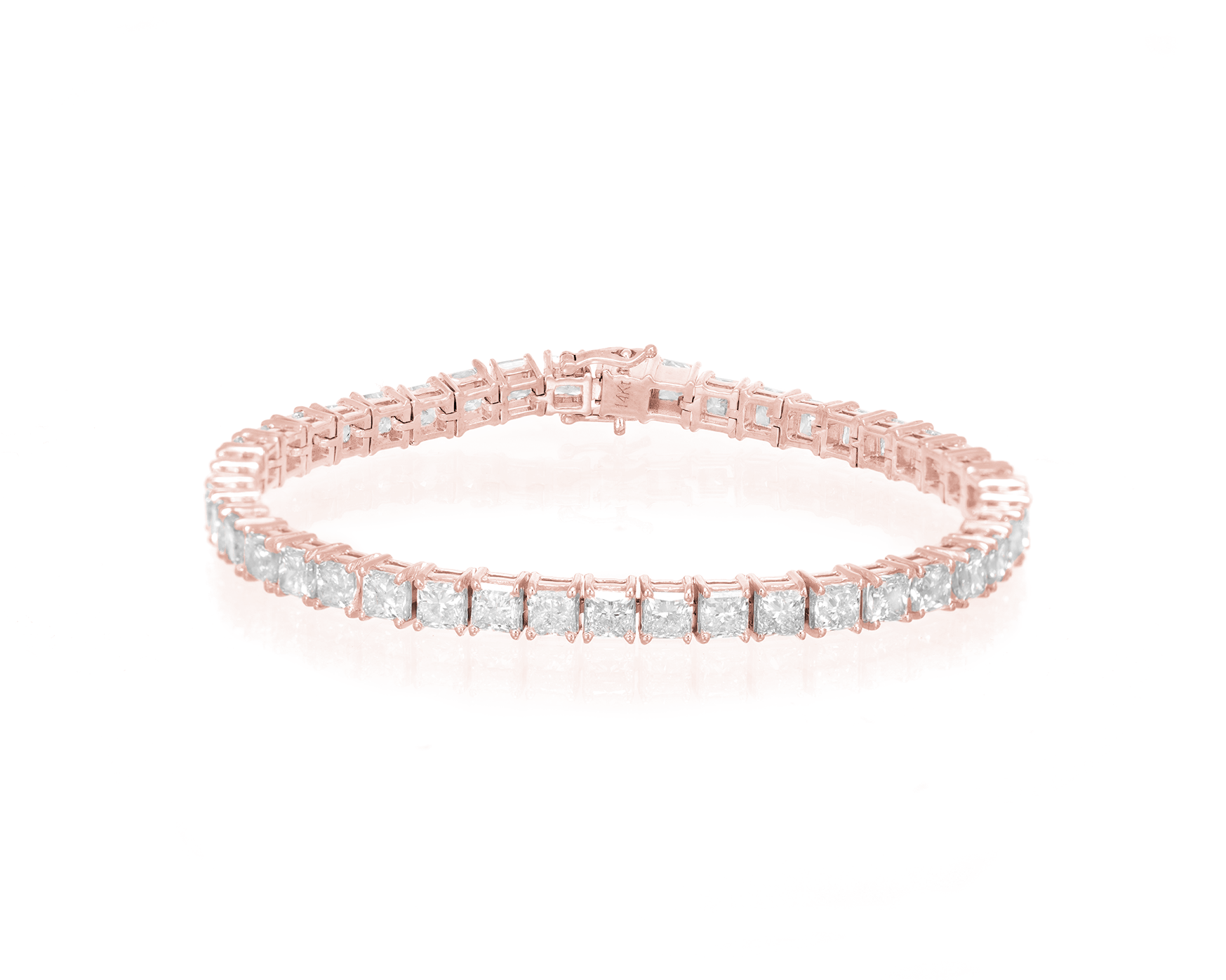14K PRINCESS CUT TENNIS BRACELET WITH ELEGANT DIAMOND ACCENT 11.75CT - Mr. Alex Jewelry