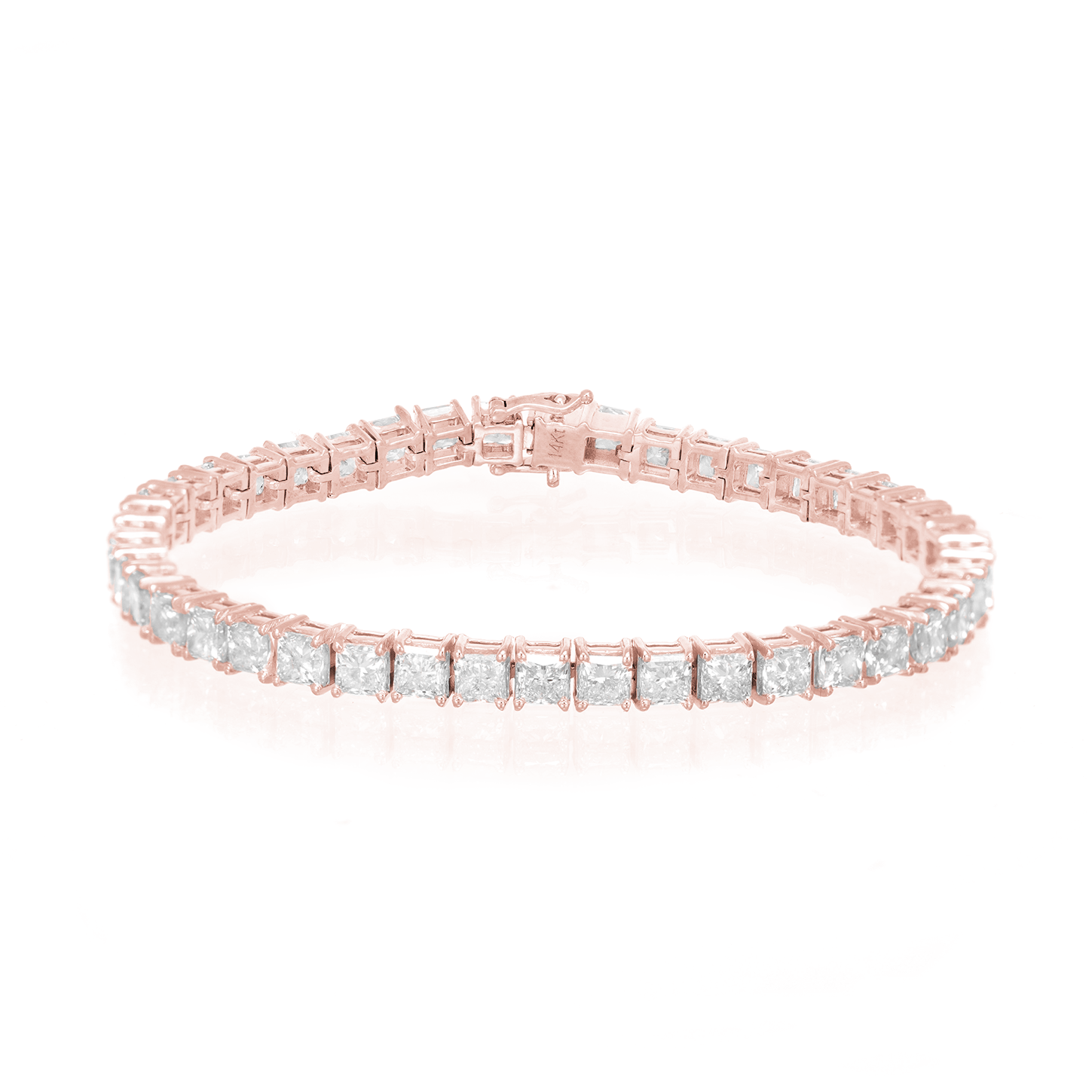 14K PRINCESS CUT TENNIS BRACELET WITH ELEGANT DIAMOND ACCENT 11.75CT - Mr. Alex Jewelry