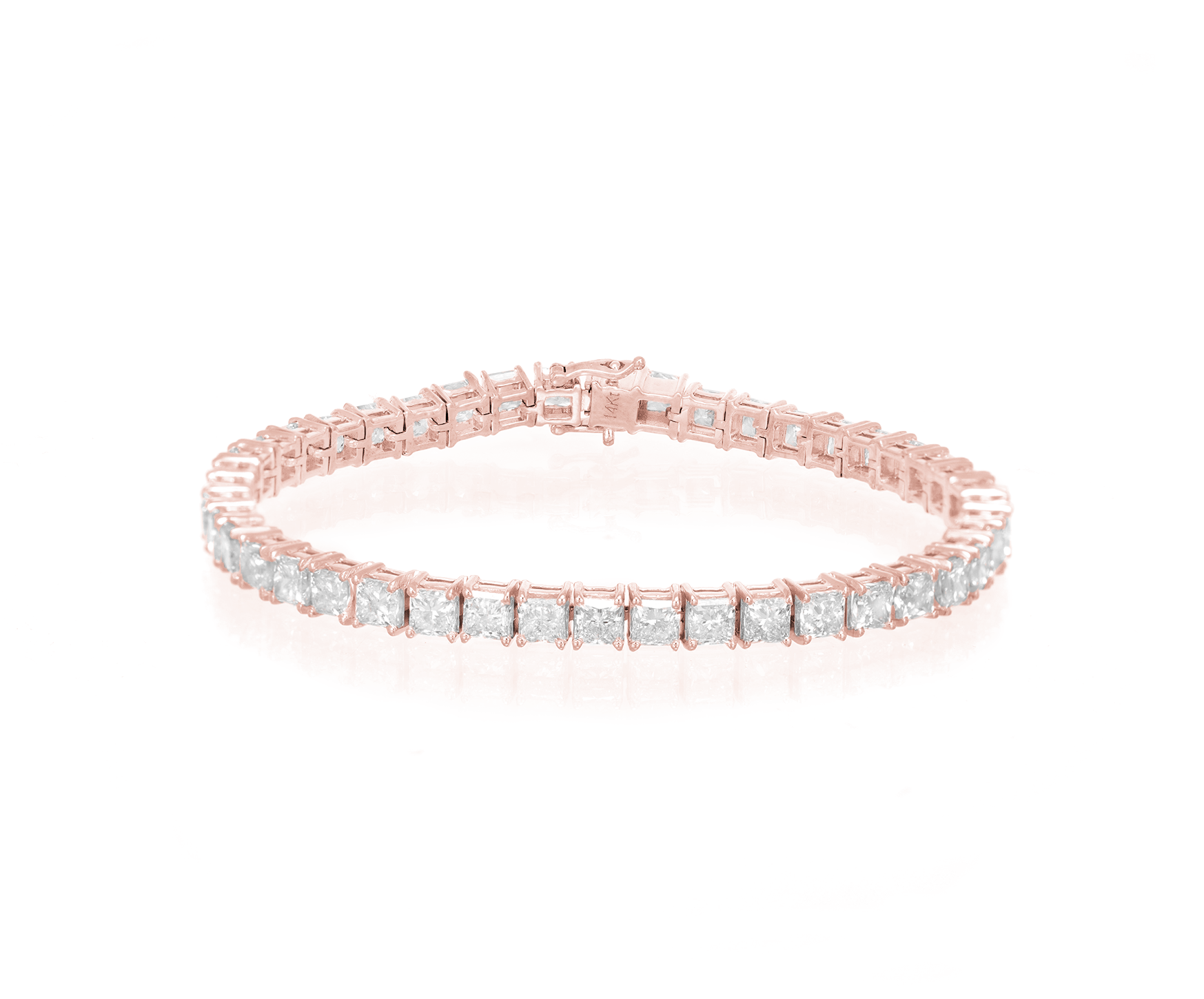14K PRINCESS CUT TENNIS BRACELET WITH ELEGANT DIAMOND ACCENT 11.75CT - Mr. Alex Jewelry