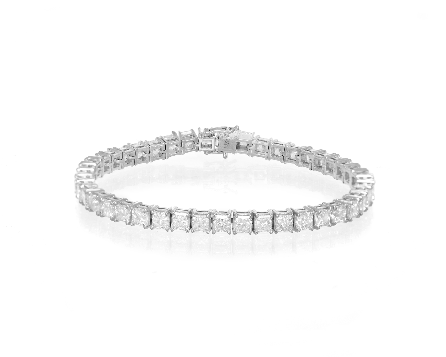 14K PRINCESS CUT TENNIS BRACELET WITH ELEGANT DIAMOND ACCENT 11.75CT - Mr. Alex Jewelry