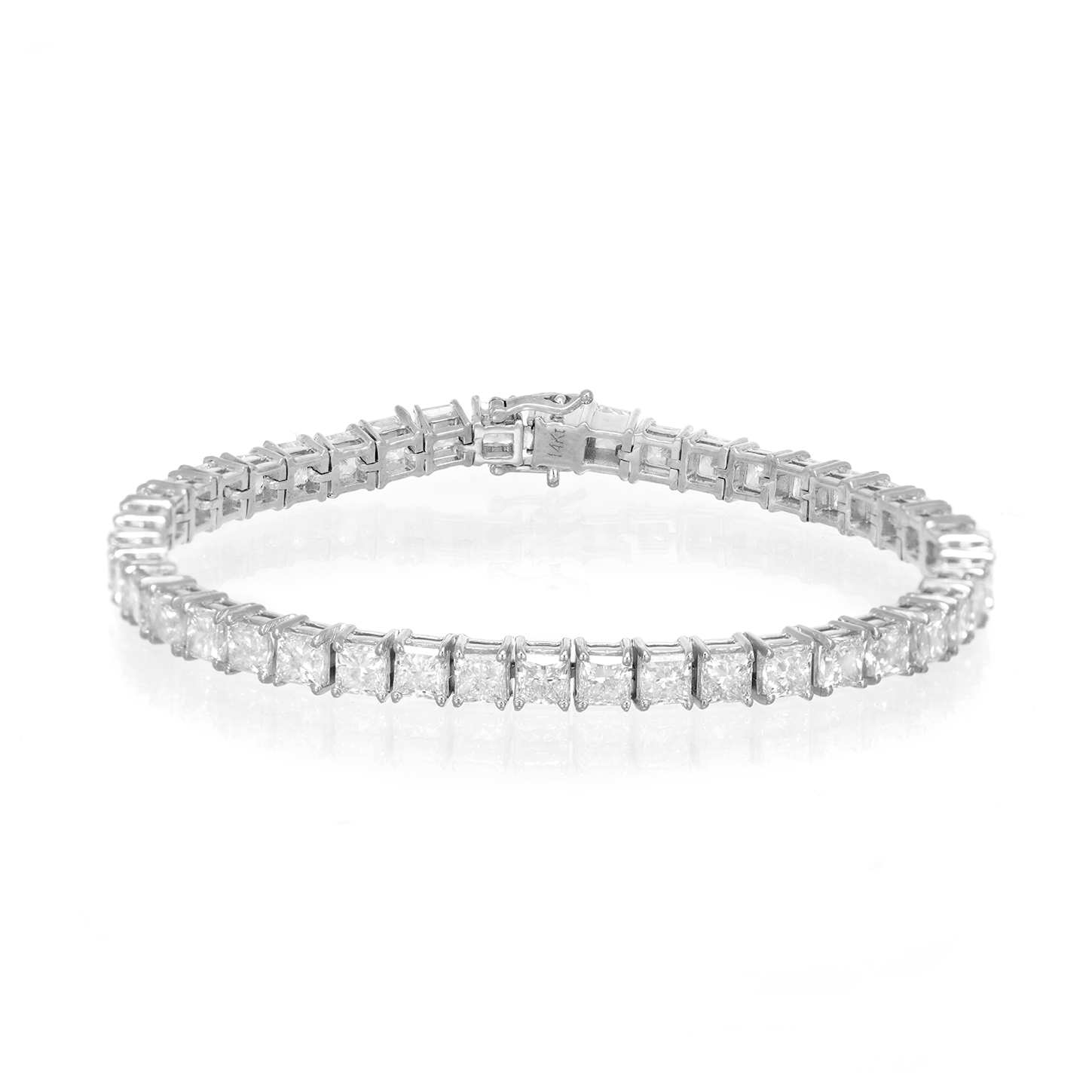 14K PRINCESS CUT TENNIS BRACELET WITH ELEGANT DIAMOND ACCENT 11.75CT - Mr. Alex Jewelry