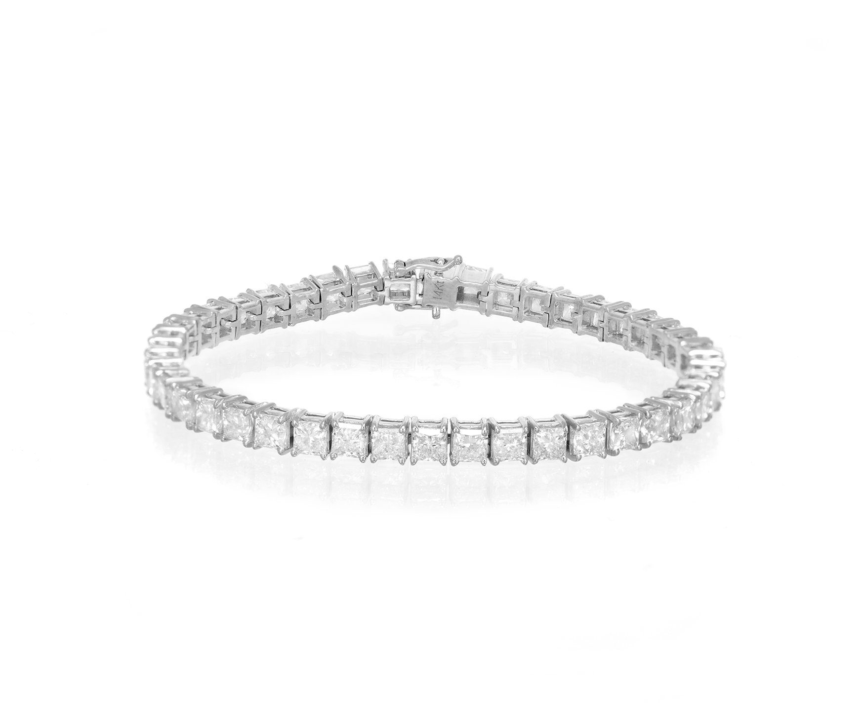 14K PRINCESS CUT TENNIS BRACELET WITH ELEGANT DIAMOND ACCENT 11.75CT - Mr. Alex Jewelry