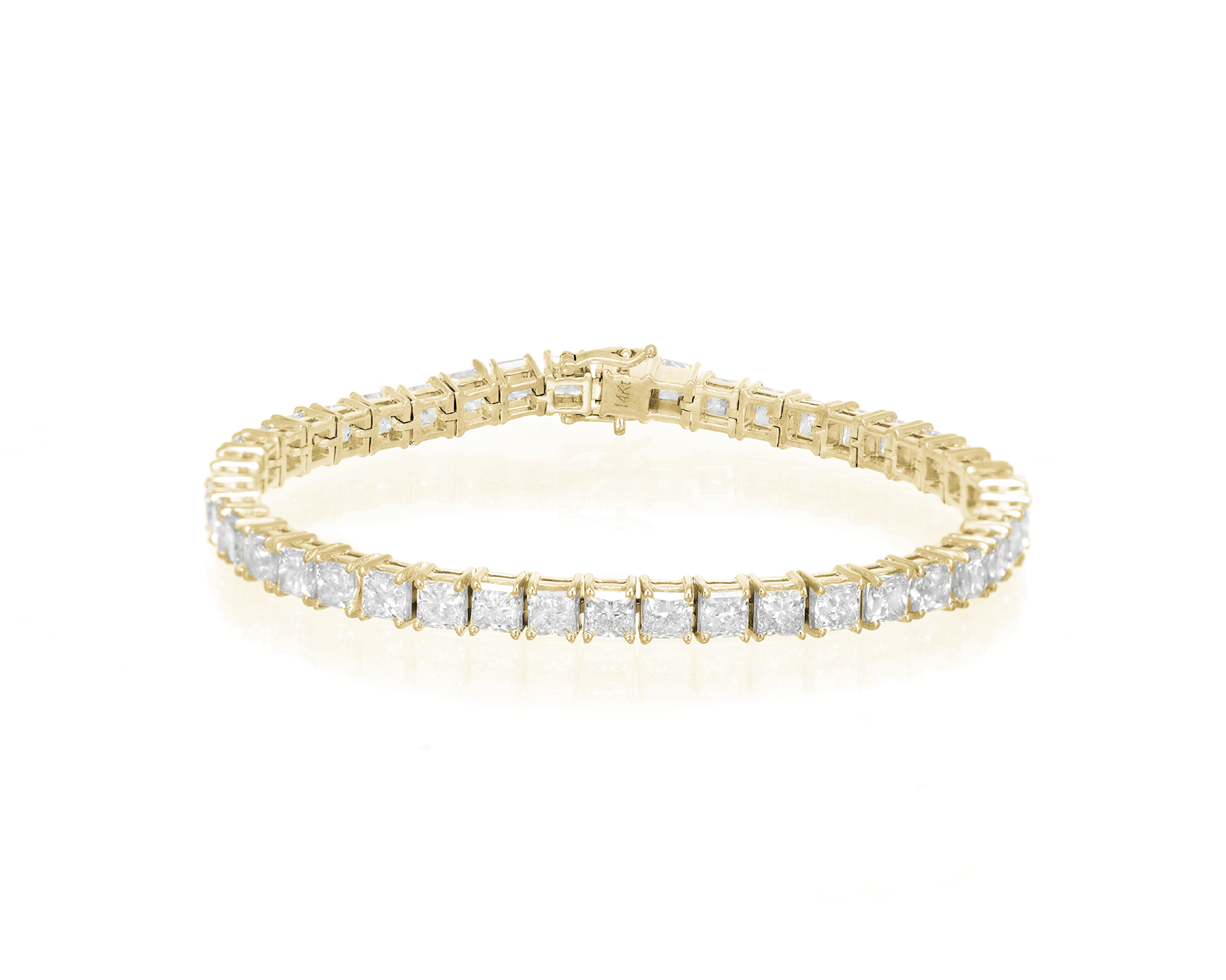 14K PRINCESS CUT TENNIS BRACELET WITH ELEGANT DIAMOND ACCENT 11.75CT - Mr. Alex Jewelry