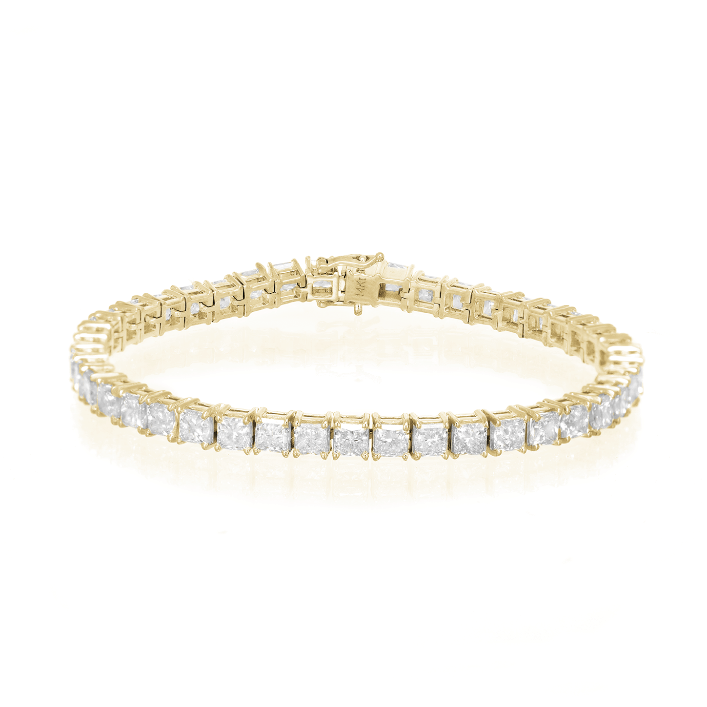 14K PRINCESS CUT TENNIS BRACELET WITH ELEGANT DIAMOND ACCENT 11.75CT - Mr. Alex Jewelry