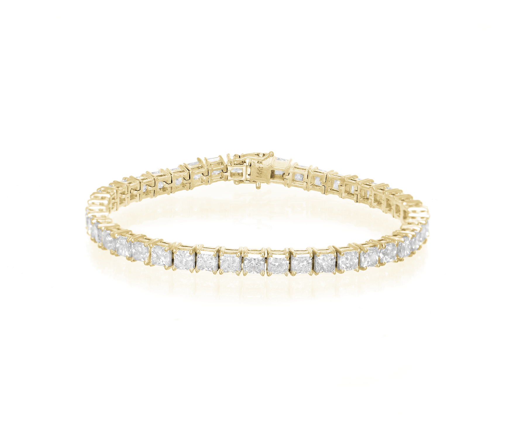 14K PRINCESS CUT TENNIS BRACELET WITH ELEGANT DIAMOND ACCENT 11.75CT - Mr. Alex Jewelry
