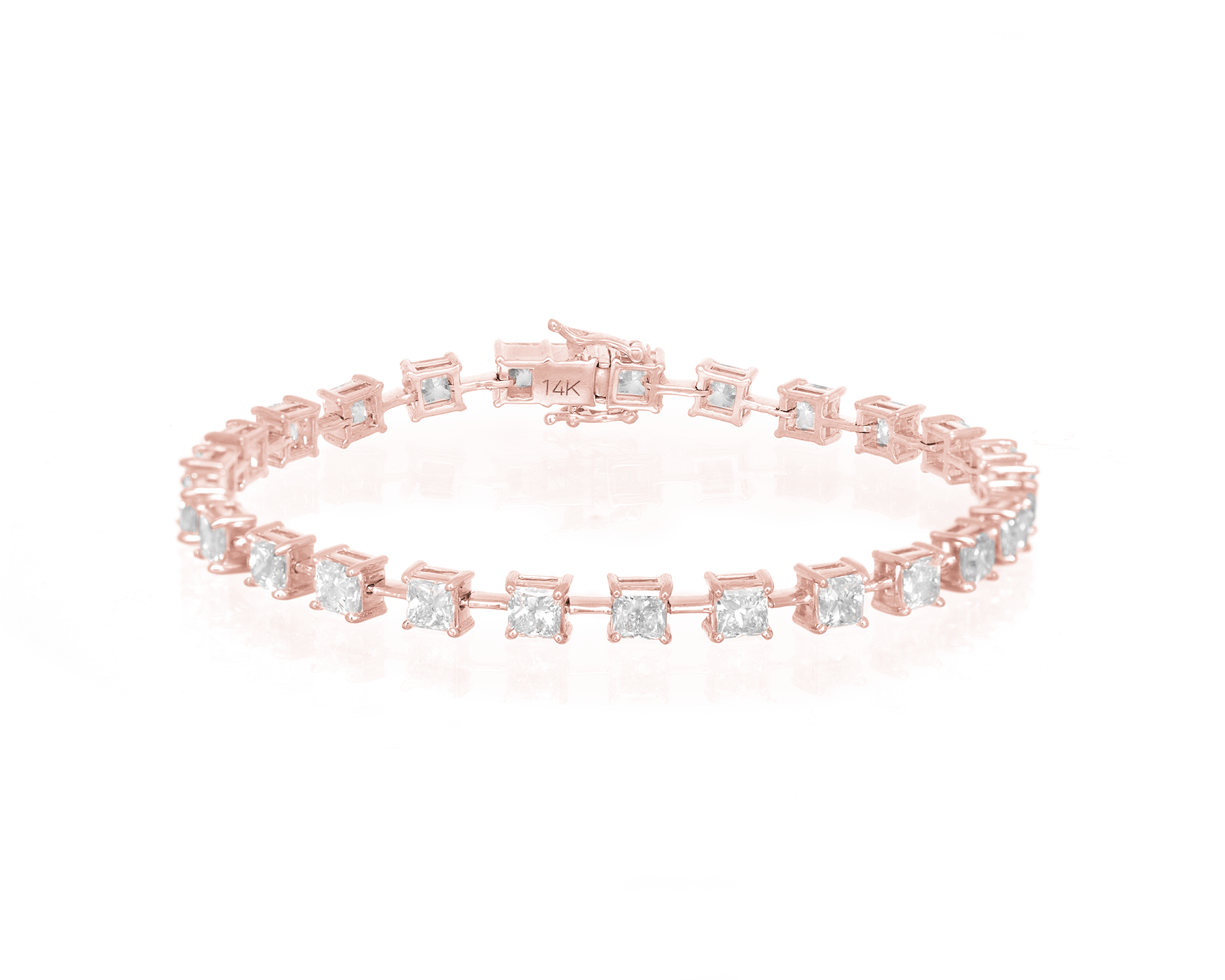 14K PRINCESS CUT TENNIS BRACELET WITH ELEGANT DIAMOND ACCENT 7.80CT - Mr. Alex Jewelry
