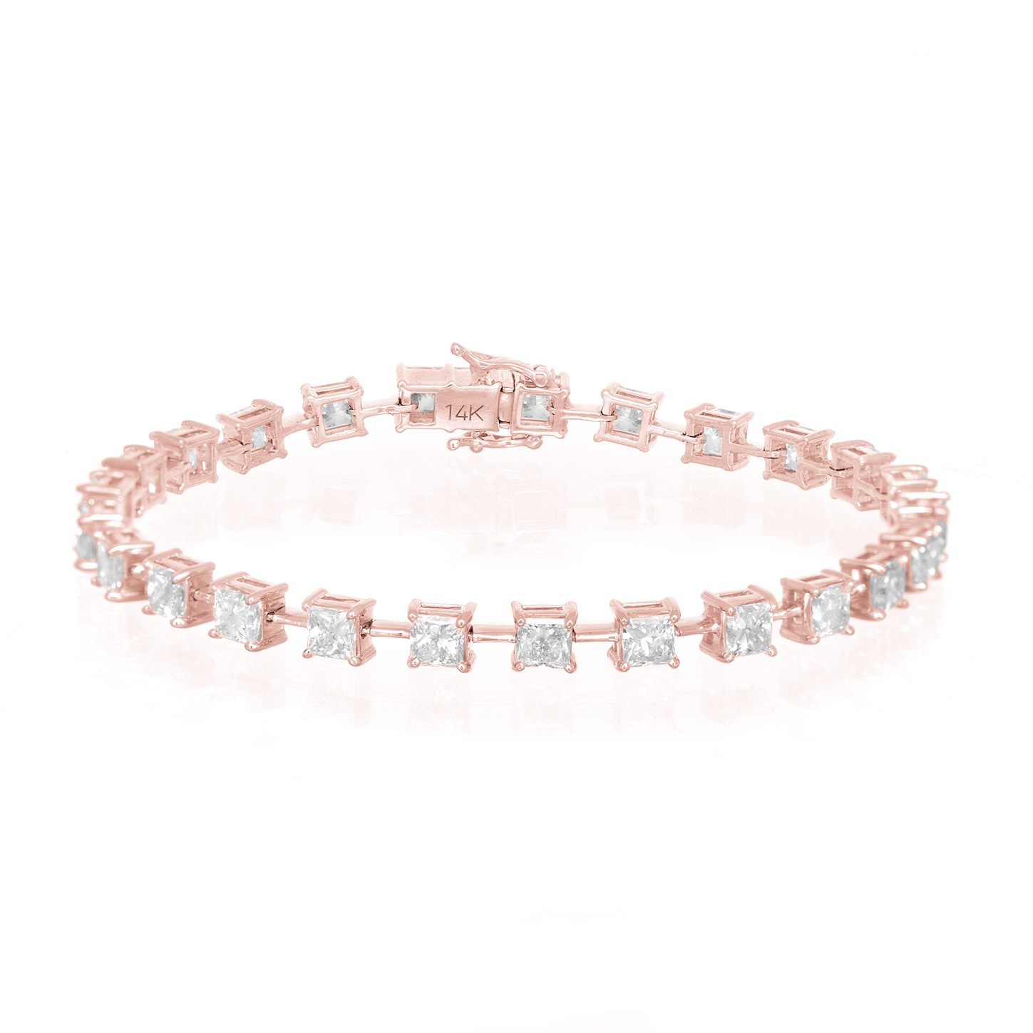 14K PRINCESS CUT TENNIS BRACELET WITH ELEGANT DIAMOND ACCENT 7.80CT - Mr. Alex Jewelry