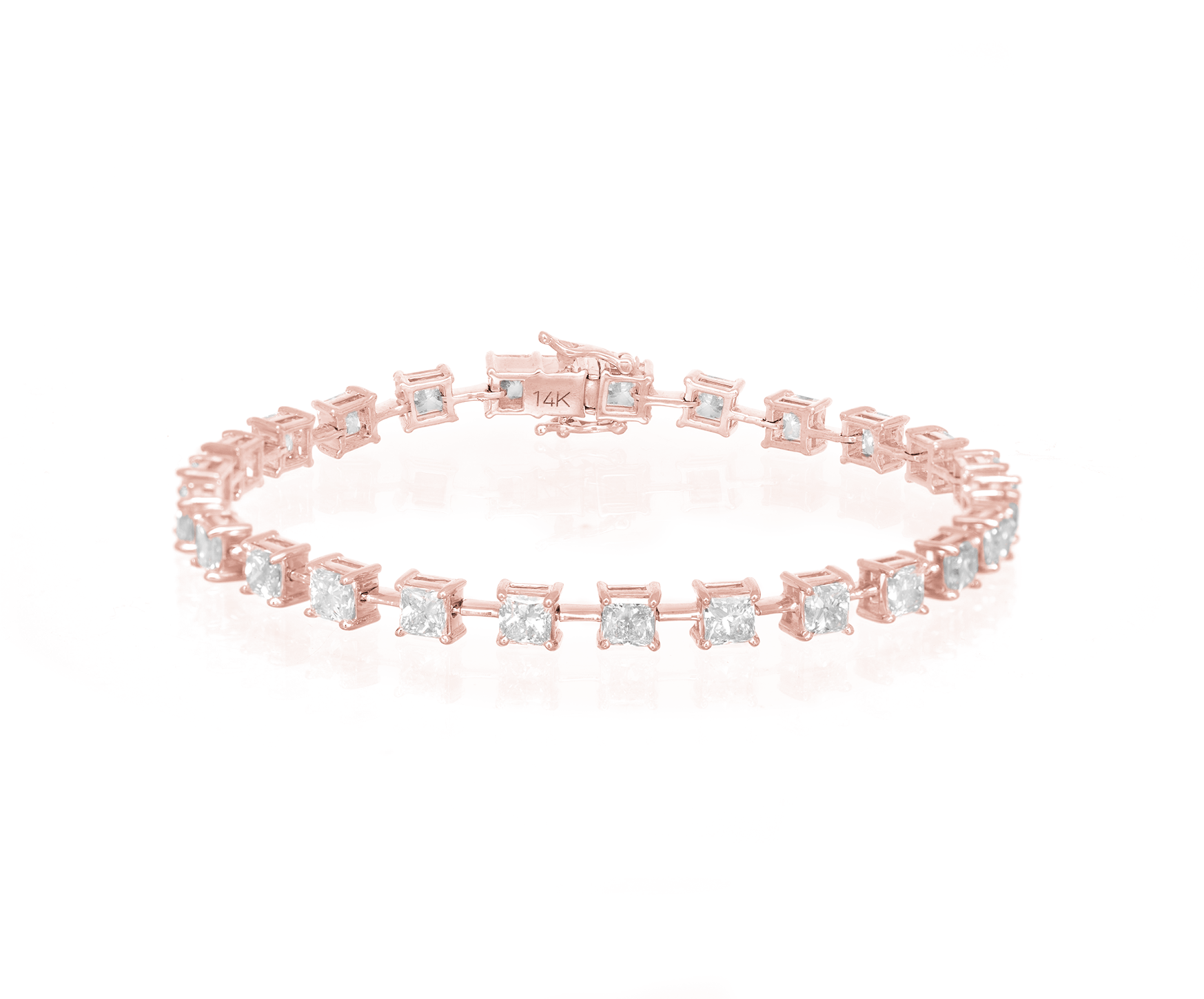 14K PRINCESS CUT TENNIS BRACELET WITH ELEGANT DIAMOND ACCENT 7.80CT - Mr. Alex Jewelry