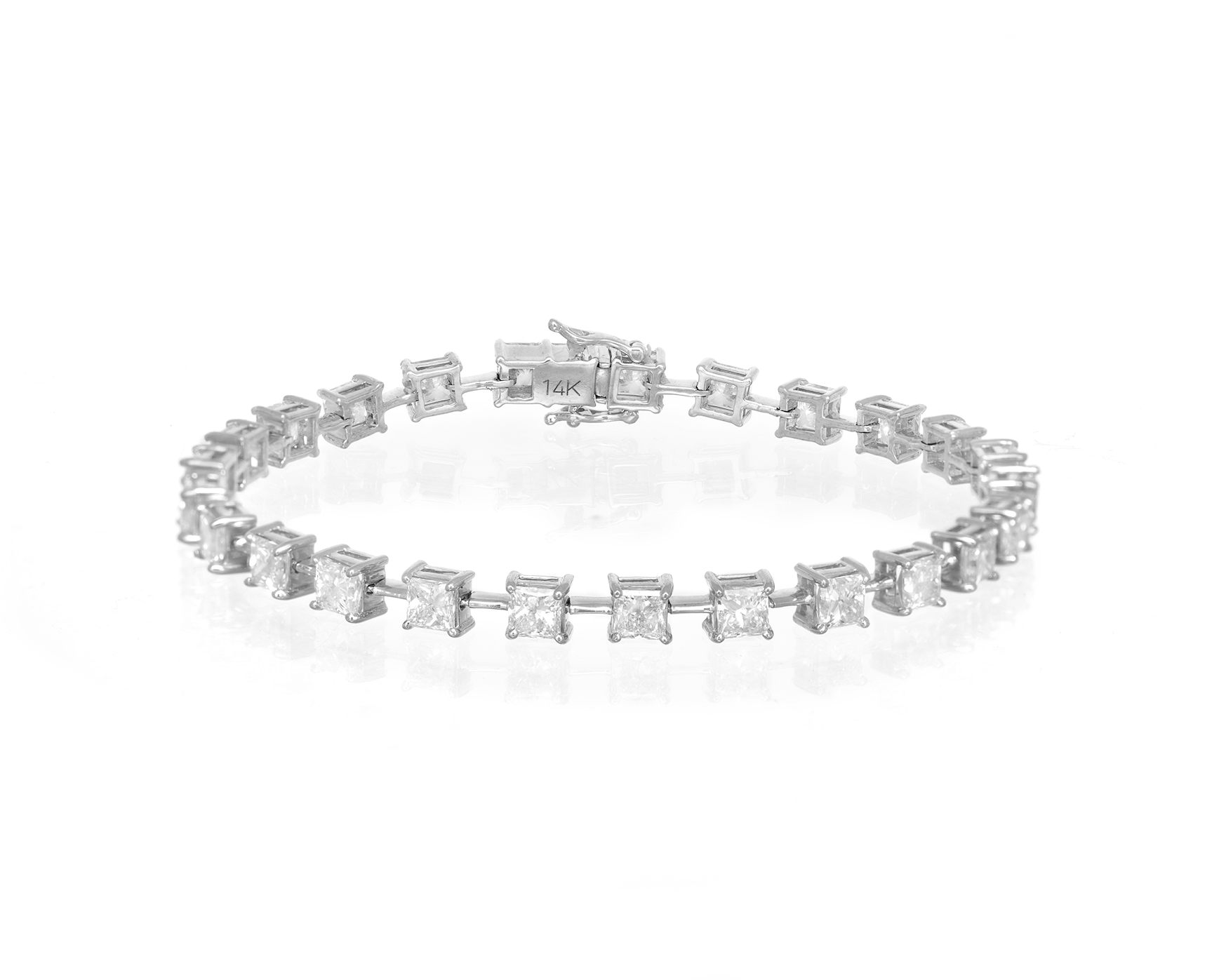 14K PRINCESS CUT TENNIS BRACELET WITH ELEGANT DIAMOND ACCENT 7.80CT - Mr. Alex Jewelry