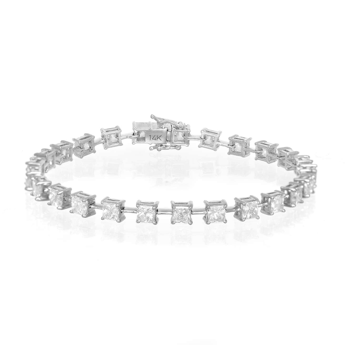 14K PRINCESS CUT TENNIS BRACELET WITH ELEGANT DIAMOND ACCENT 7.80CT - Mr. Alex Jewelry
