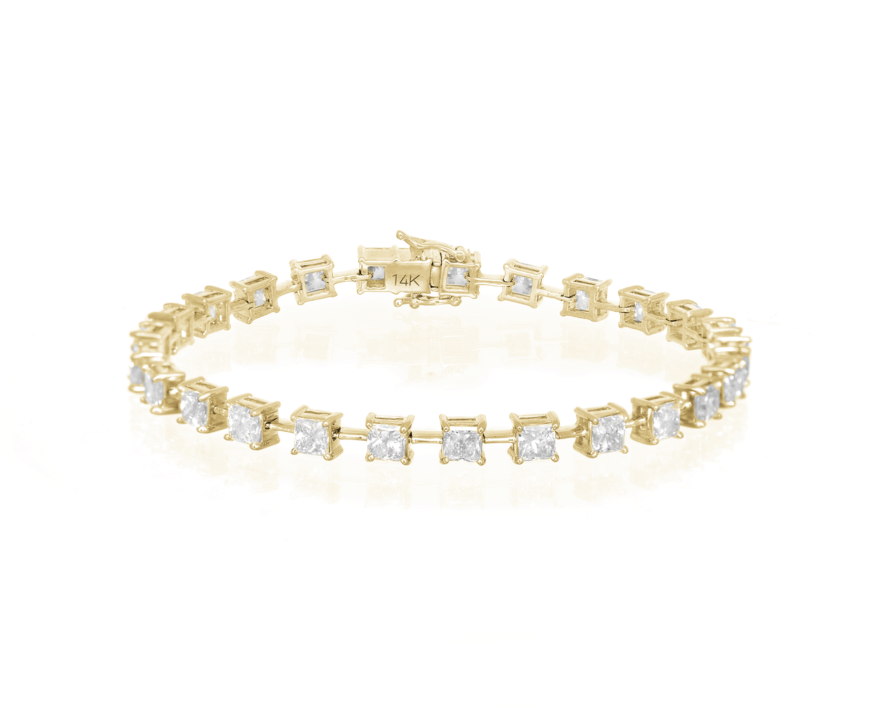 14K PRINCESS CUT TENNIS BRACELET WITH ELEGANT DIAMOND ACCENT 7.80CT - Mr. Alex Jewelry