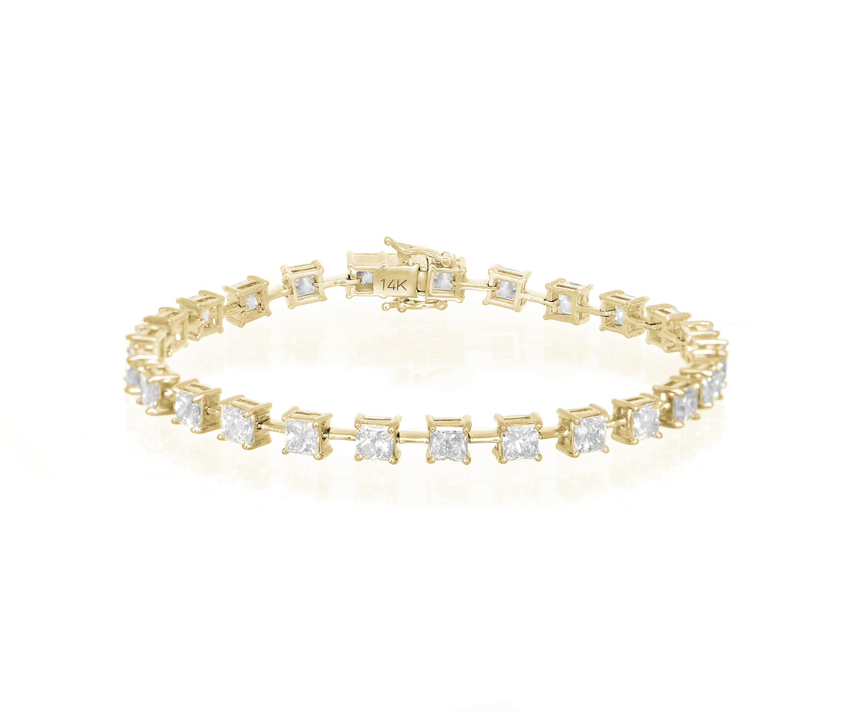 14K PRINCESS CUT TENNIS BRACELET WITH ELEGANT DIAMOND ACCENT 7.80CT - Mr. Alex Jewelry