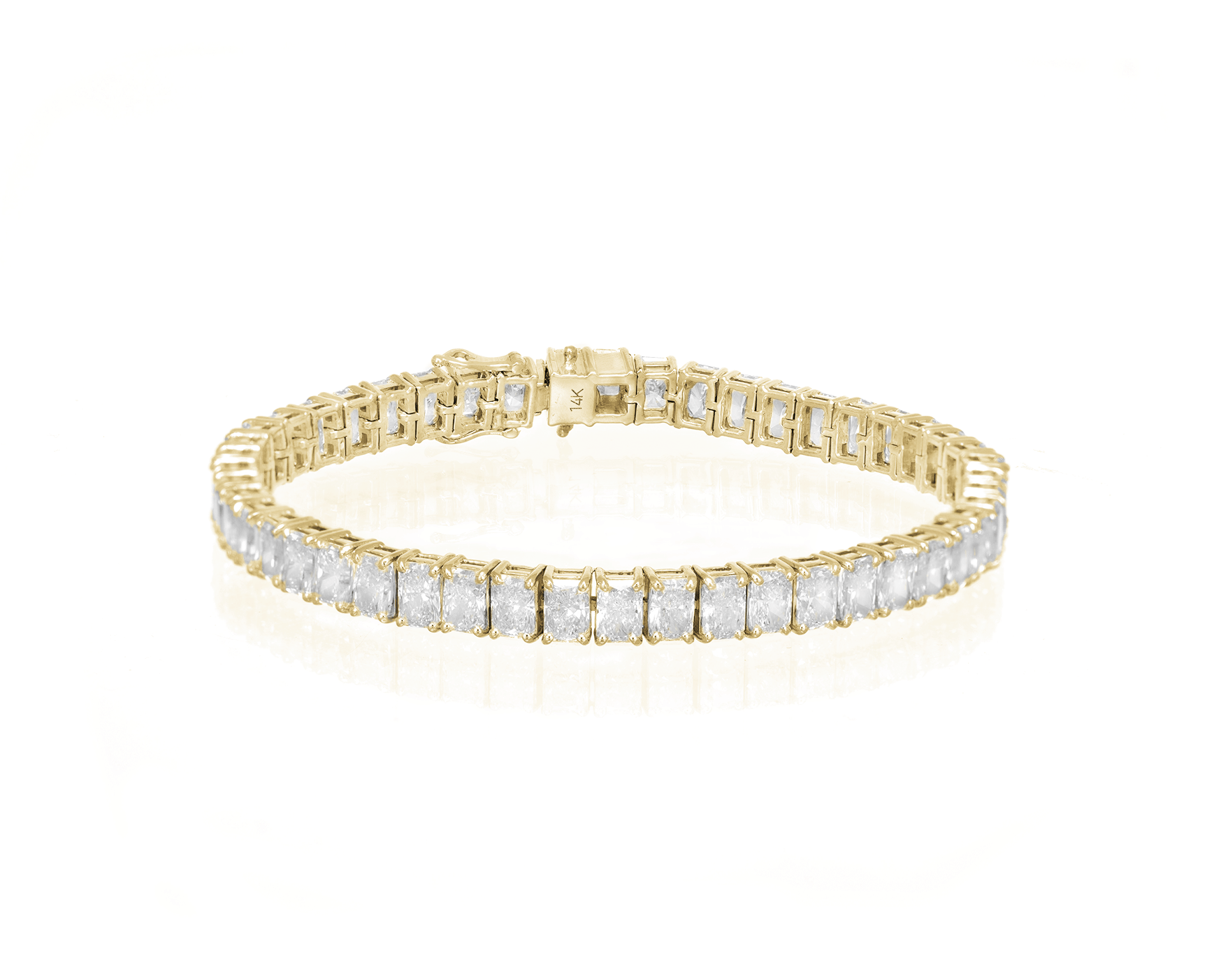14K RADIANT CUT TENNIS BRACELET WITH ELEGANT DIAMOND ACCENT 16.89CT - Mr. Alex Jewelry