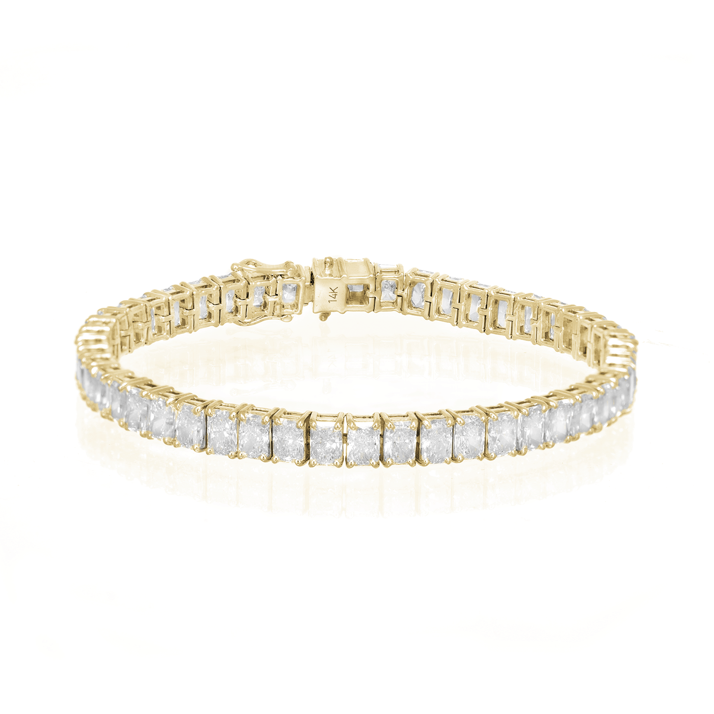 14K RADIANT CUT TENNIS BRACELET WITH ELEGANT DIAMOND ACCENT 16.89CT - Mr. Alex Jewelry