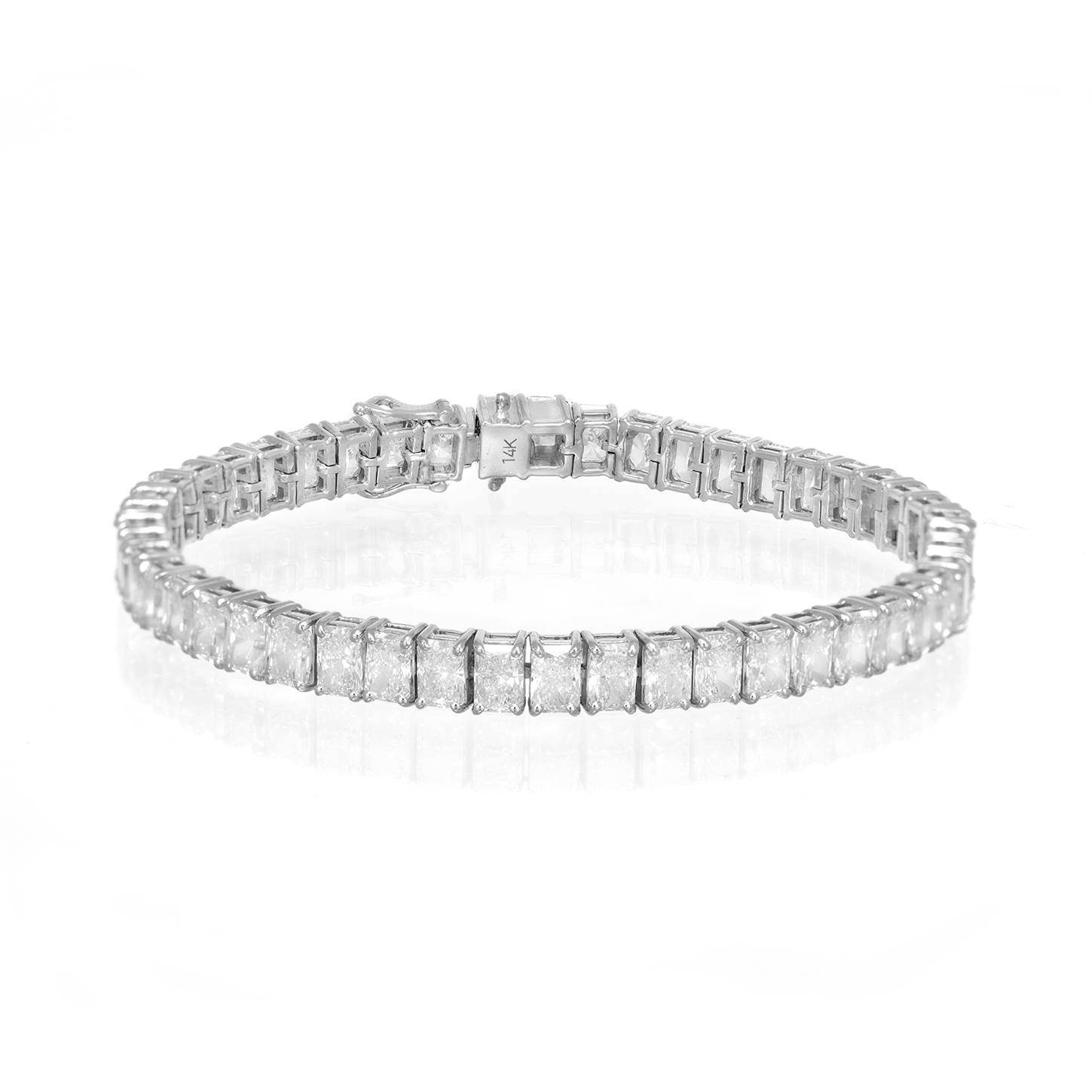 14K RADIANT CUT TENNIS BRACELET WITH ELEGANT DIAMOND ACCENT 16.89CT - Mr. Alex Jewelry