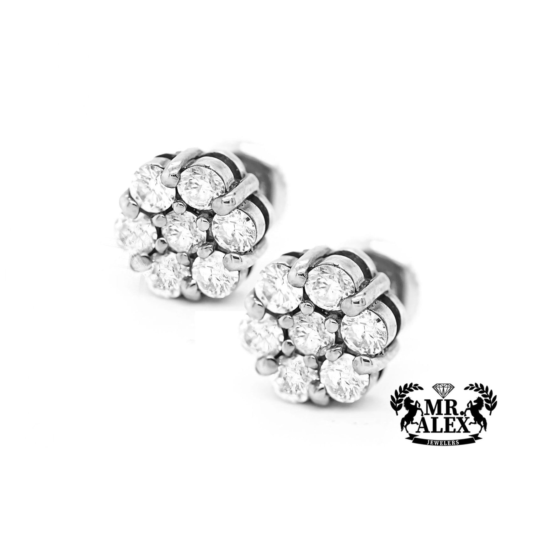 14k Round Cluster Design Diamond Earrings 1.30ct - Mr. Alex Jewelry
