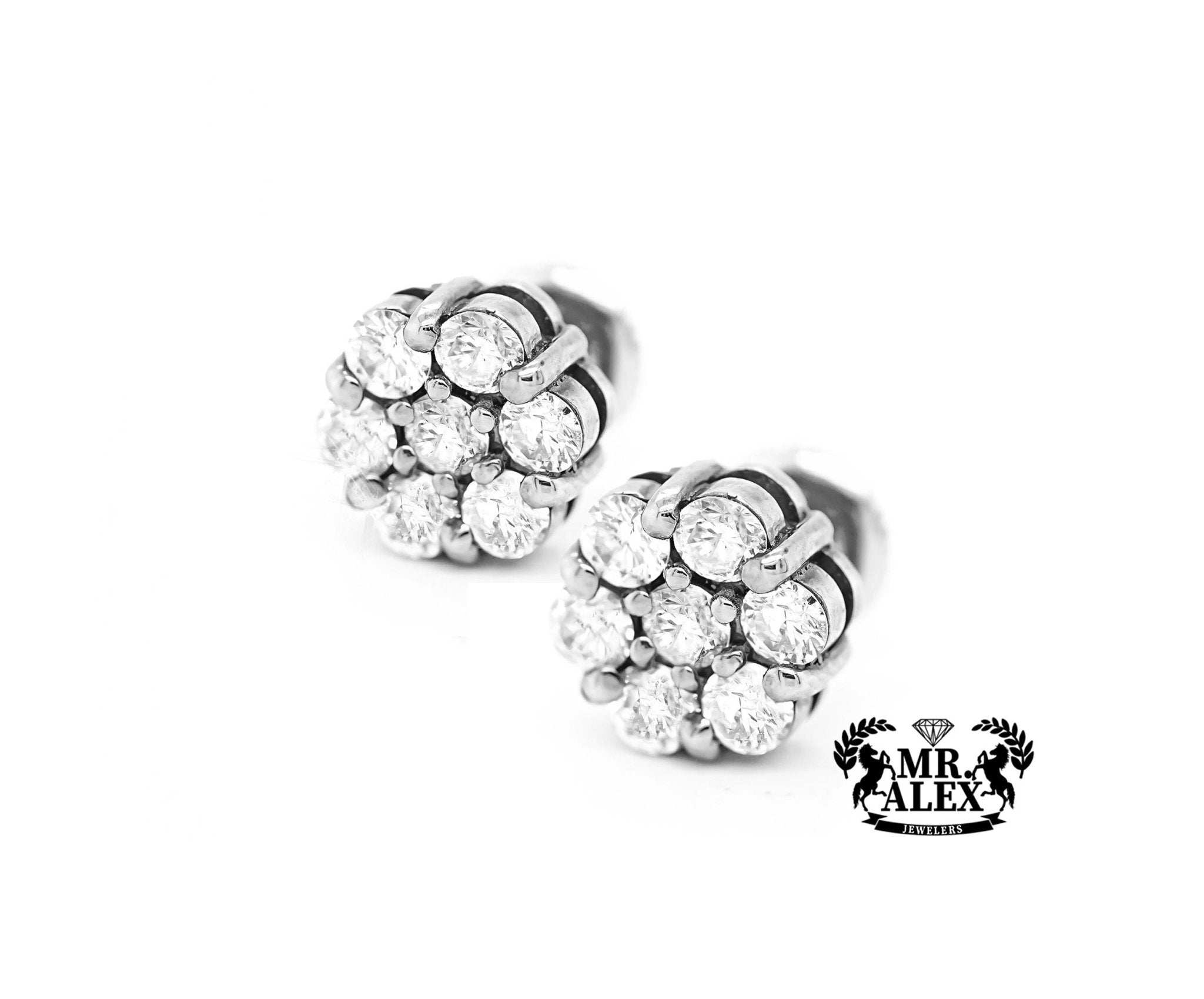 14k Round Cluster Design Diamond Earrings 1.30ct - Mr. Alex Jewelry