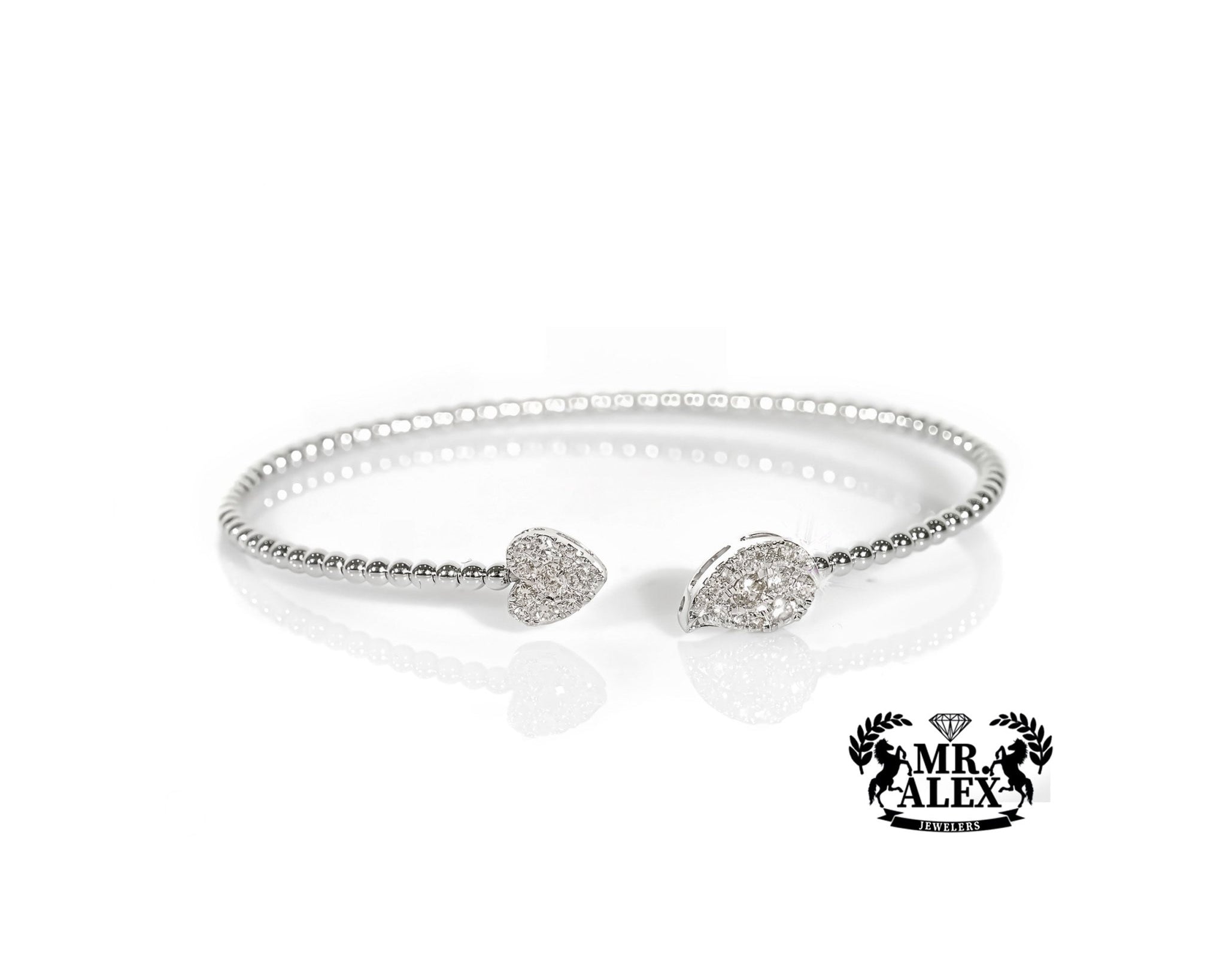 14k Teardrop and Heart Diamond Bangle 0.60ct - Mr. Alex Jewelry