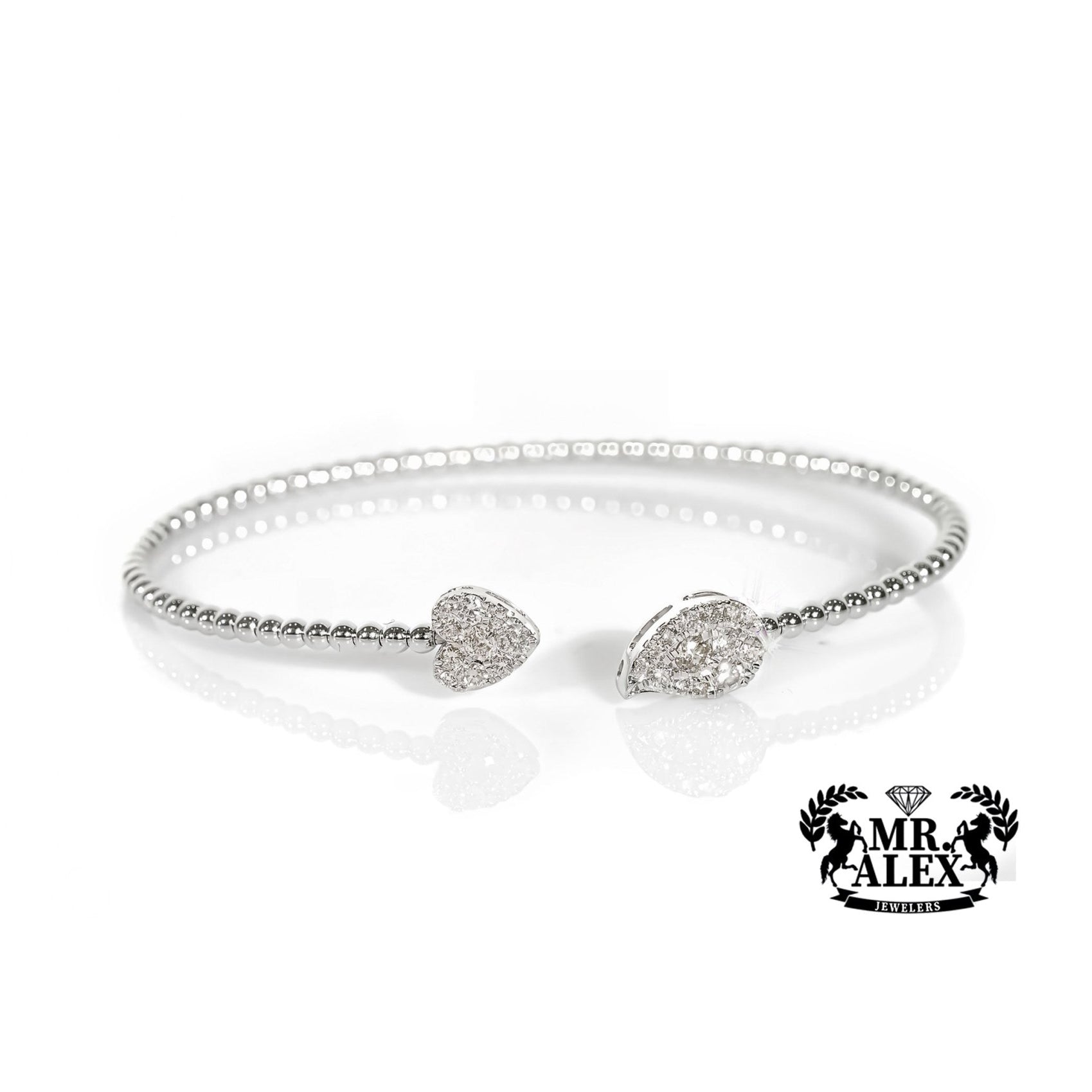 14k Teardrop and Heart Diamond Bangle 0.60ct - Mr. Alex Jewelry