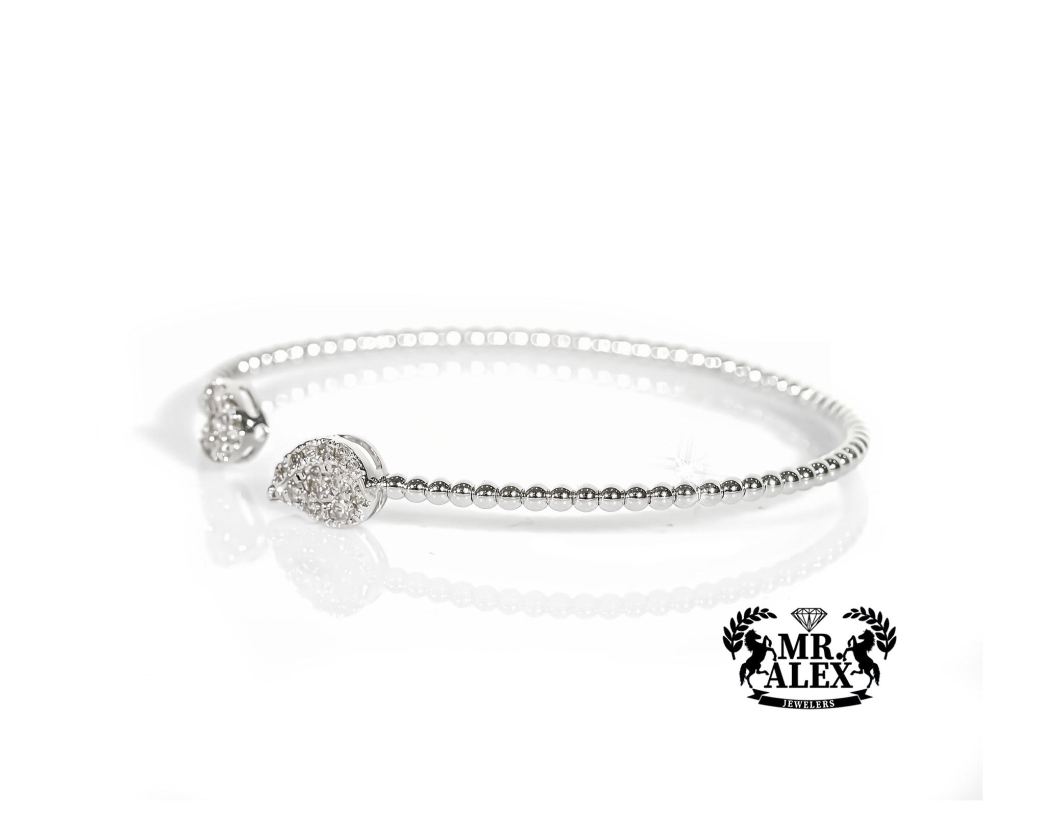 14k Teardrop and Heart Diamond Bangle 0.60ct - Mr. Alex Jewelry