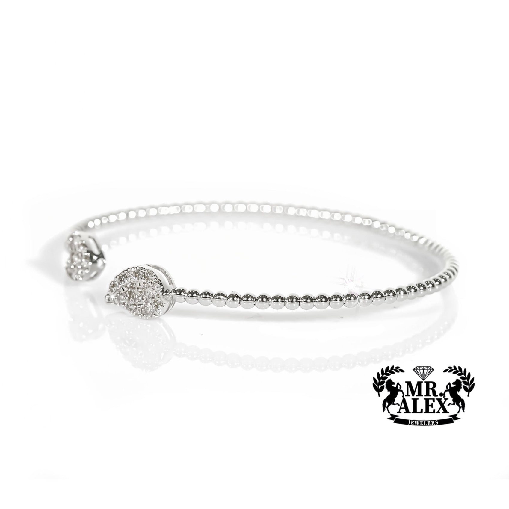 14k Teardrop and Heart Diamond Bangle 0.60ct - Mr. Alex Jewelry