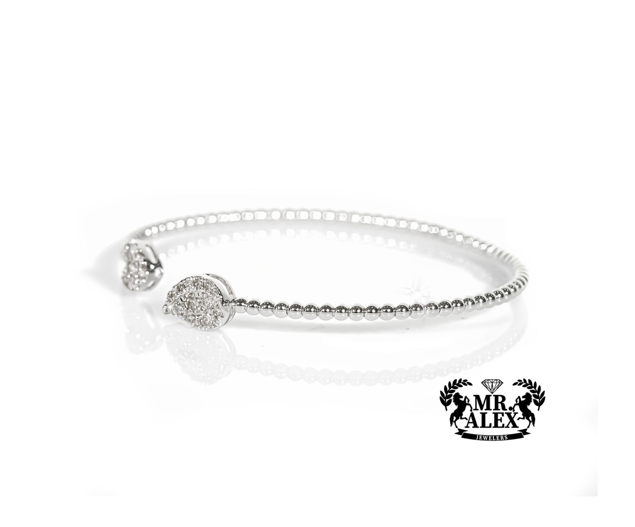 14k Teardrop and Heart Diamond Bangle 0.60ct - Mr. Alex Jewelry