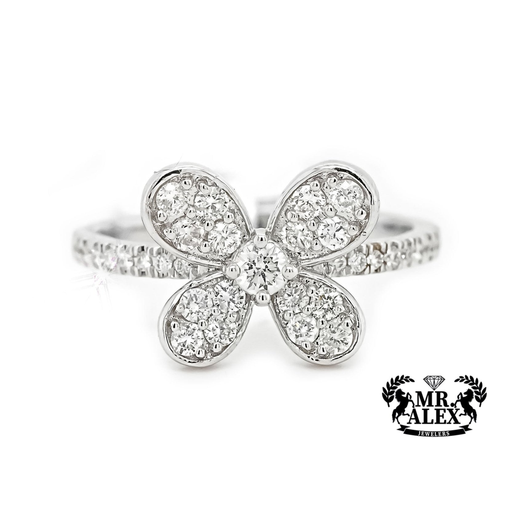 14k White Gold Butterfly Diamond Ring 0.75ct - Mr. Alex Jewelry