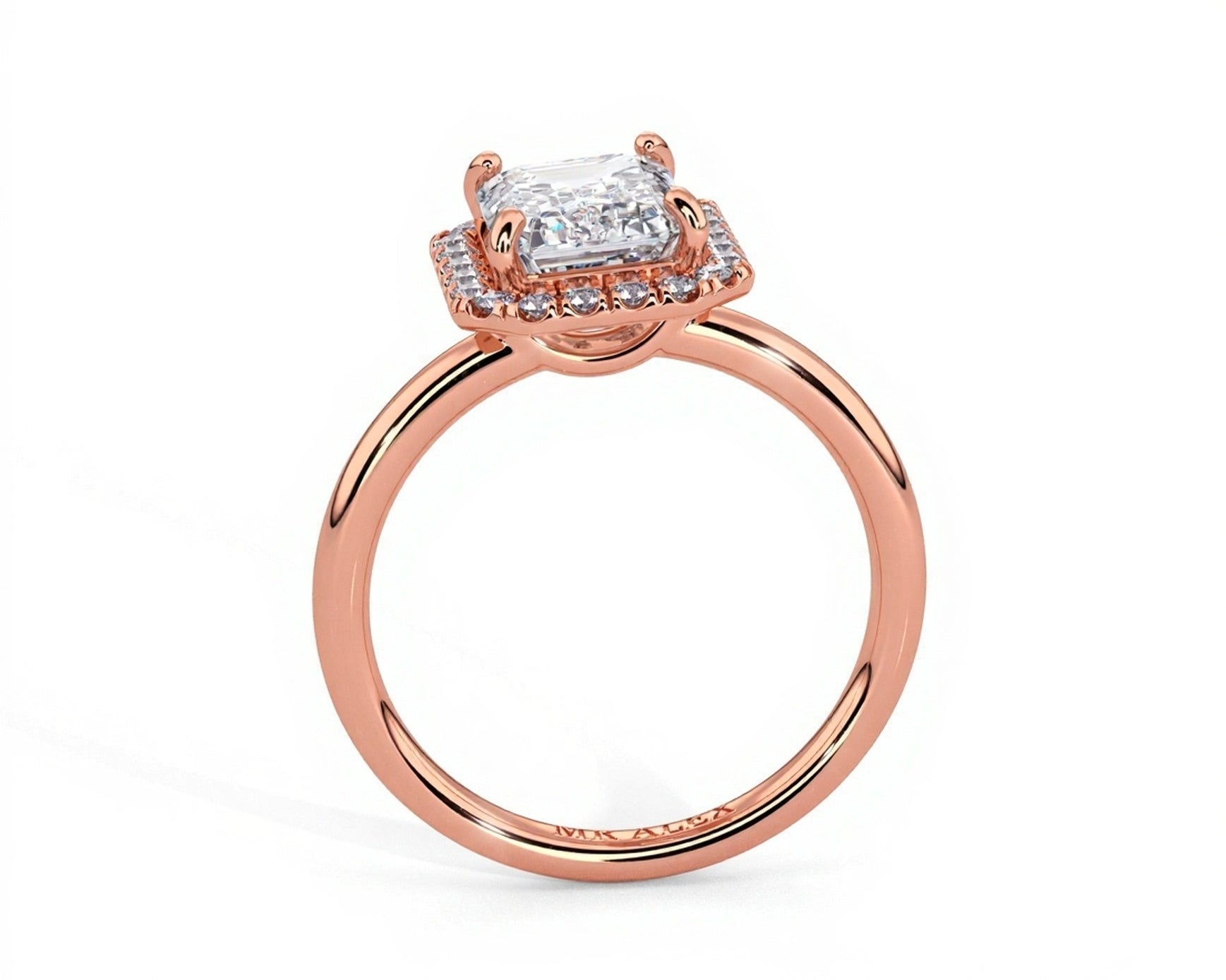 2 Carat Emerald Brilliant Cut Halo with Pain Shank Engagement Ring - Mr. Alex Jewelry