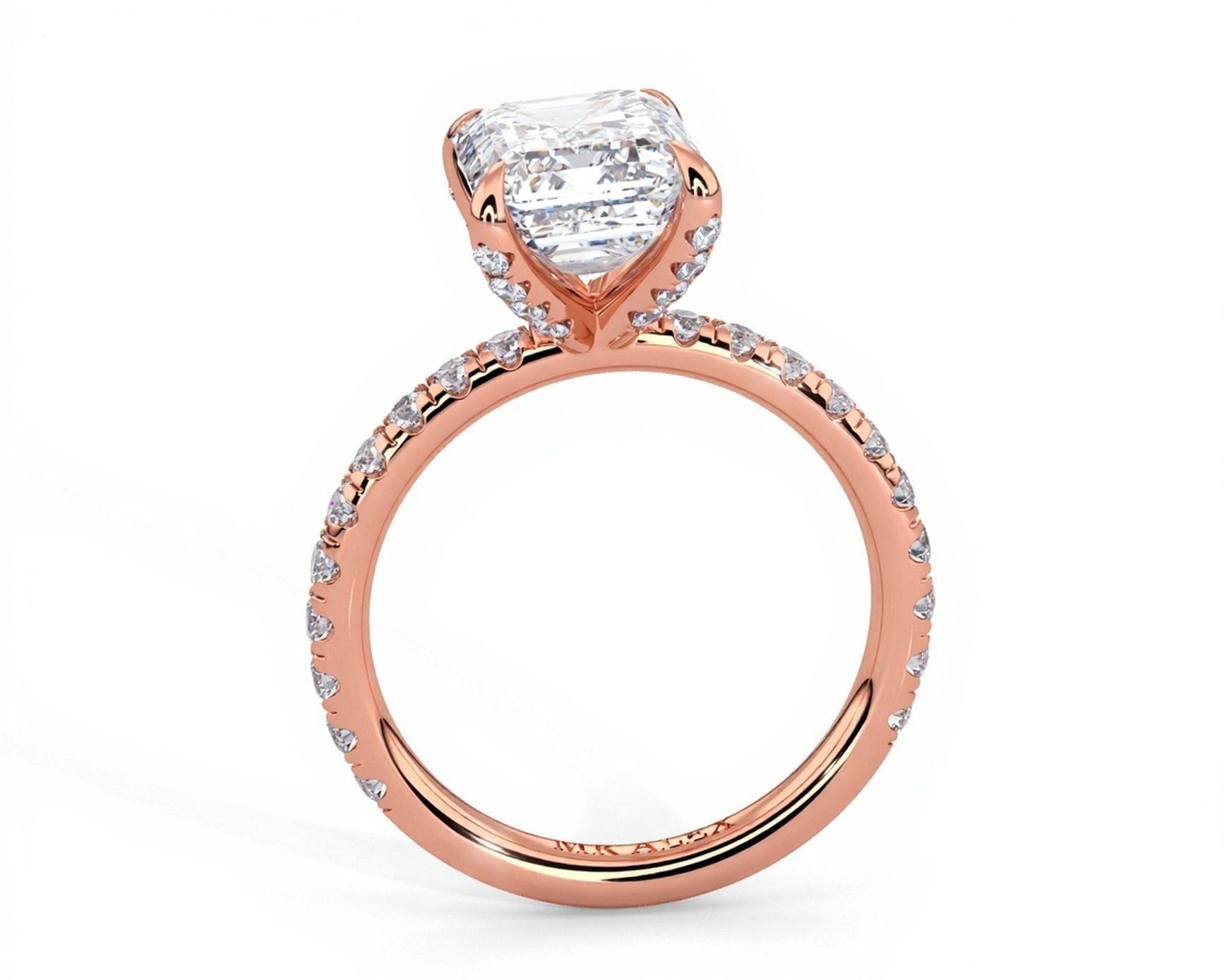 2 Carat Emerald Brilliant Cut Hidden Halo Micropavé Engagement Ring - Mr. Alex Jewelry