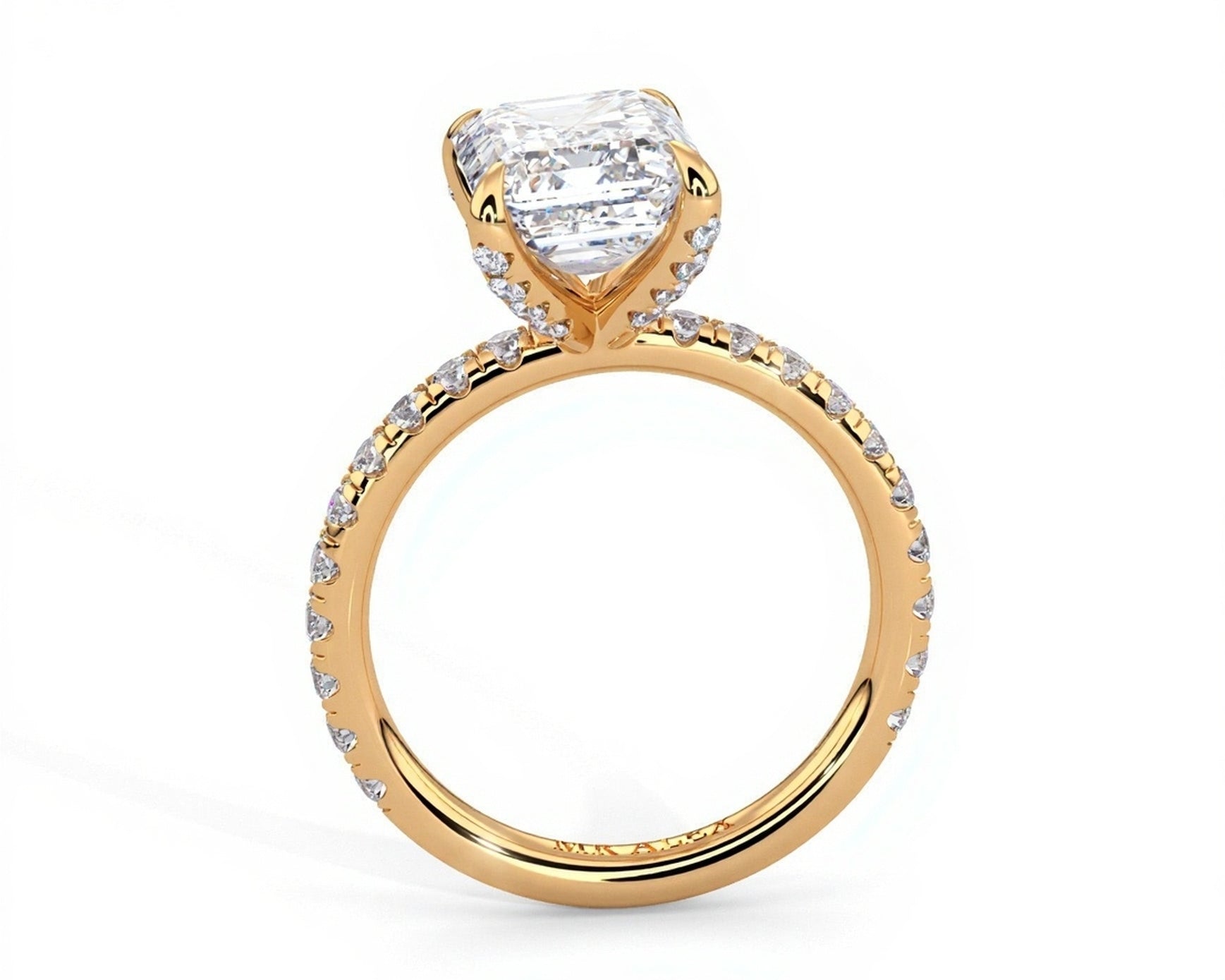 2 Carat Emerald Brilliant Cut Hidden Halo Micropavé Engagement Ring - Mr. Alex Jewelry