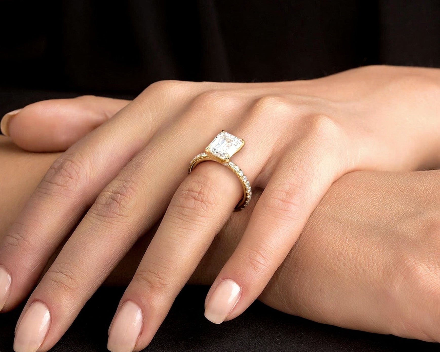 2 Carat Emerald Brilliant Cut Hidden Halo Micropavé Engagement Ring - Mr. Alex Jewelry