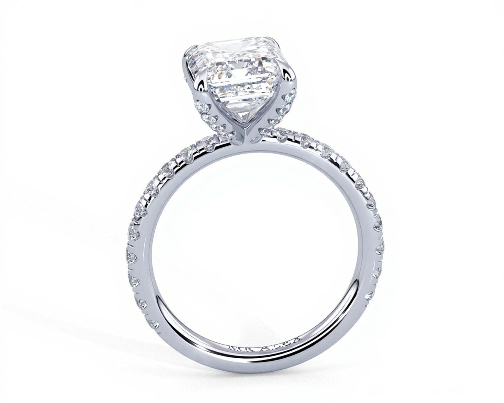 2 Carat Emerald Brilliant Cut Hidden Halo Micropavé Engagement Ring - Mr. Alex Jewelry