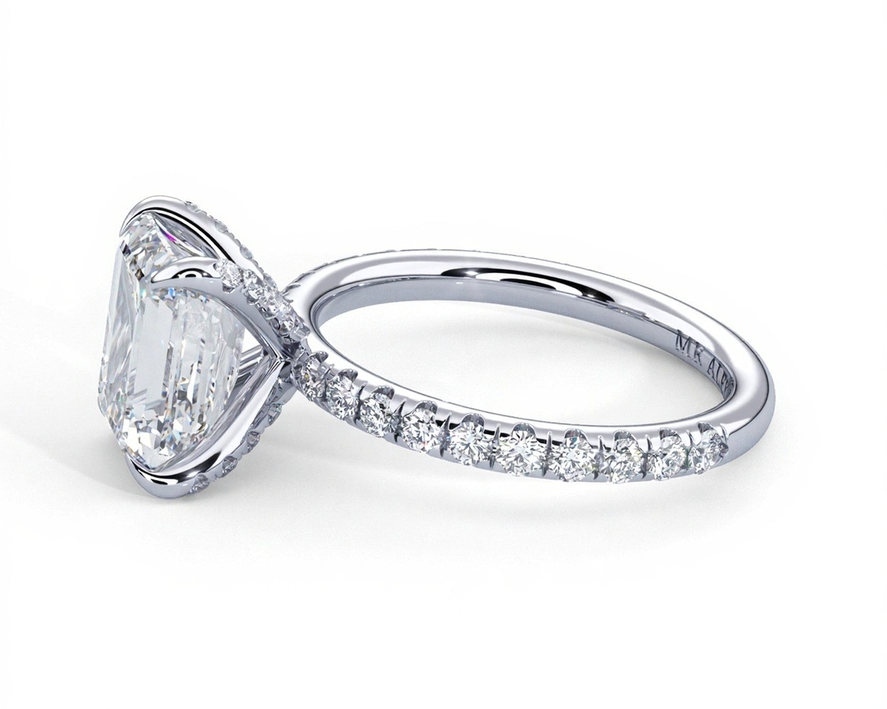 2 Carat Emerald Brilliant Cut Hidden Halo Micropavé Engagement Ring - Mr. Alex Jewelry