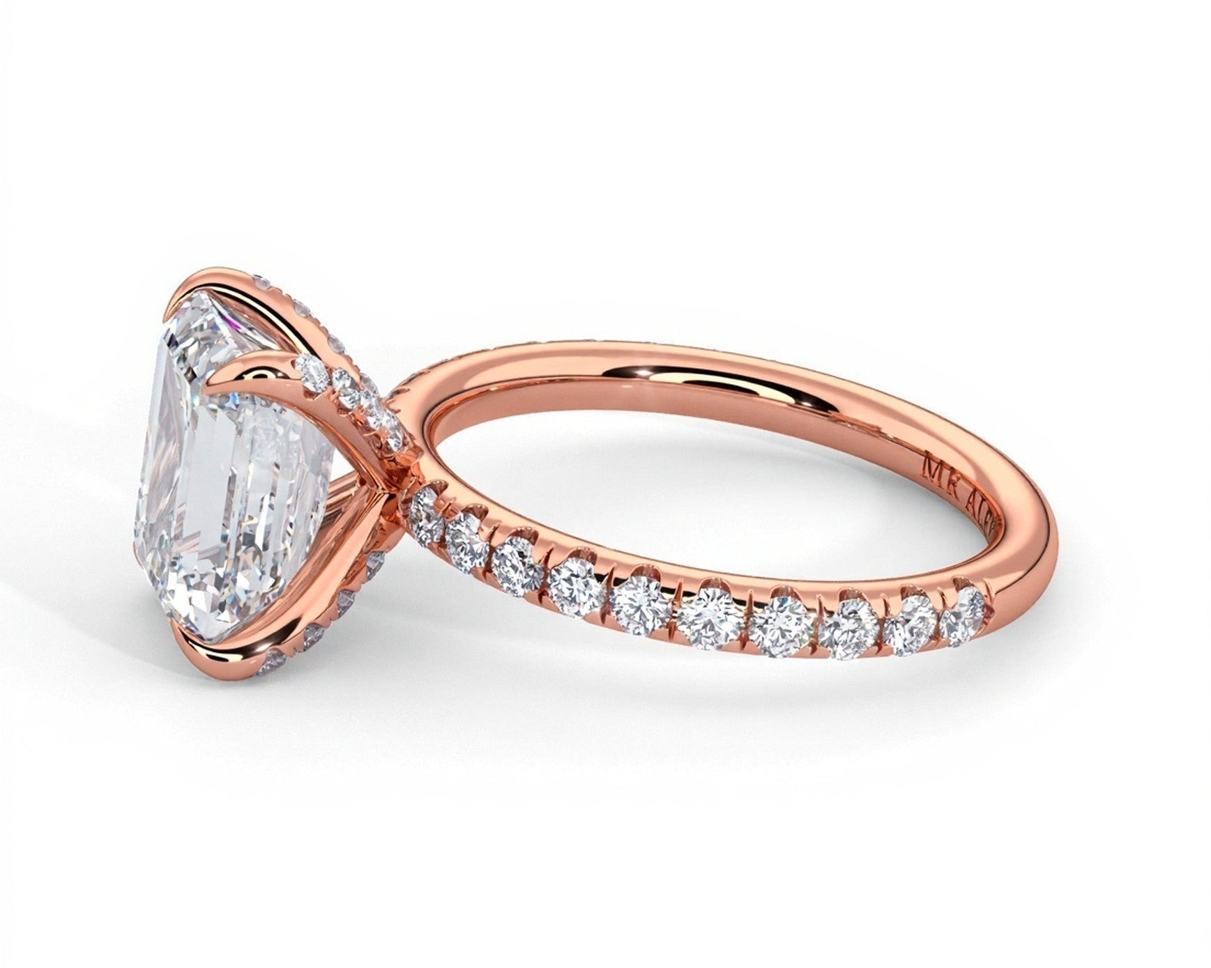 2 Carat Emerald Brilliant Cut Hidden Halo Micropavé Engagement Ring - Mr. Alex Jewelry