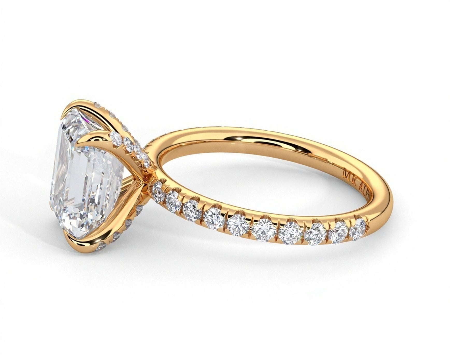 2 Carat Emerald Brilliant Cut Hidden Halo Micropavé Engagement Ring - Mr. Alex Jewelry