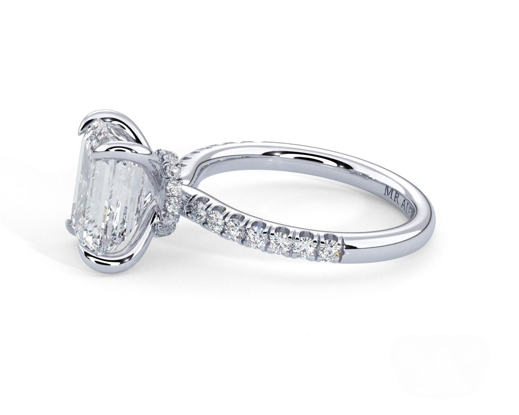 2 Carat Emerald Cut Hidden Halo Micropavé Engagement Ring - Mr. Alex Jewelry