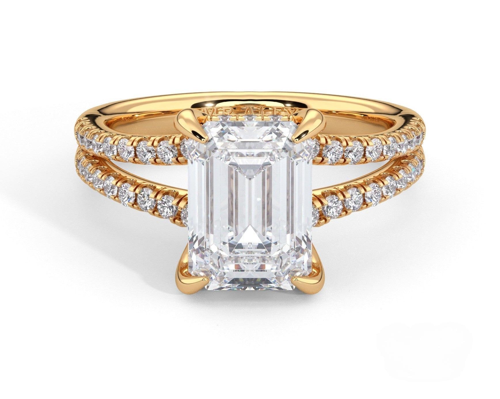 2 Carat Emerald Cut Split Shank Pave Diamond Engagement Ring - Mr. Alex Jewelry