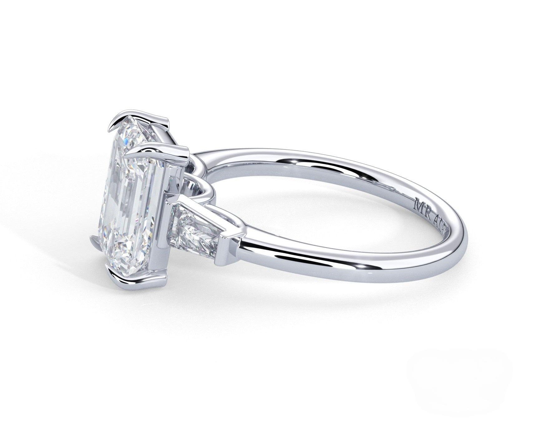 2 Carat Emerald Cut Tapered Baguette Three Stone Engagement Ring - Mr. Alex Jewelry