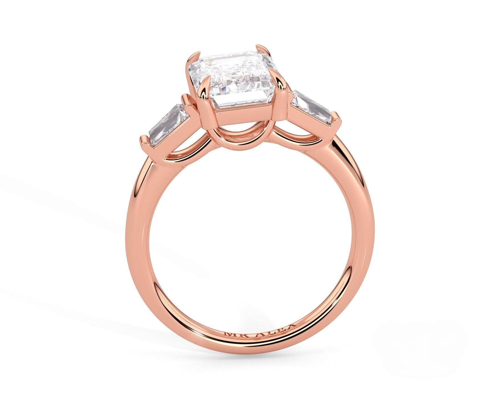 2 Carat Emerald Cut Tapered Baguette Three Stone Engagement Ring - Mr. Alex Jewelry