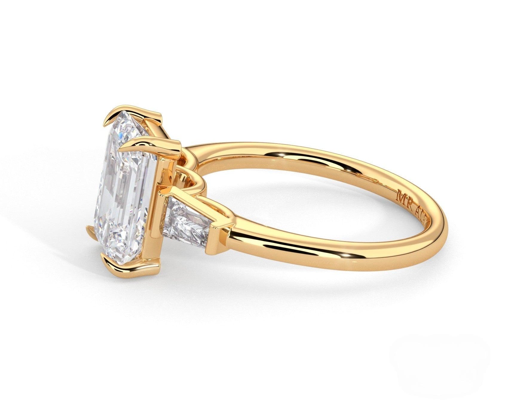 2 Carat Emerald Cut Tapered Baguette Three Stone Engagement Ring - Mr. Alex Jewelry