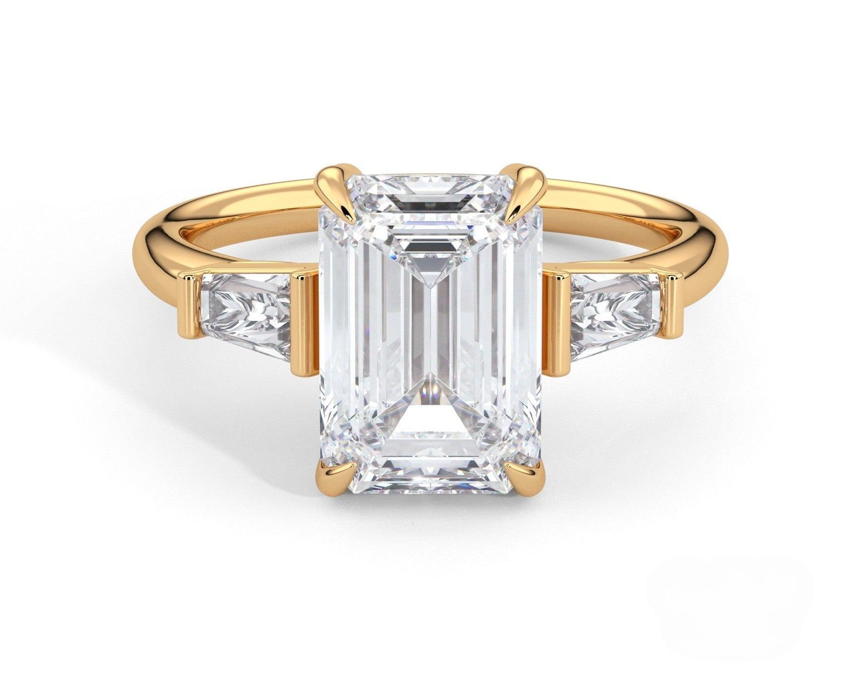2 Carat Emerald Cut Tapered Baguette Three Stone Engagement Ring - Mr. Alex Jewelry