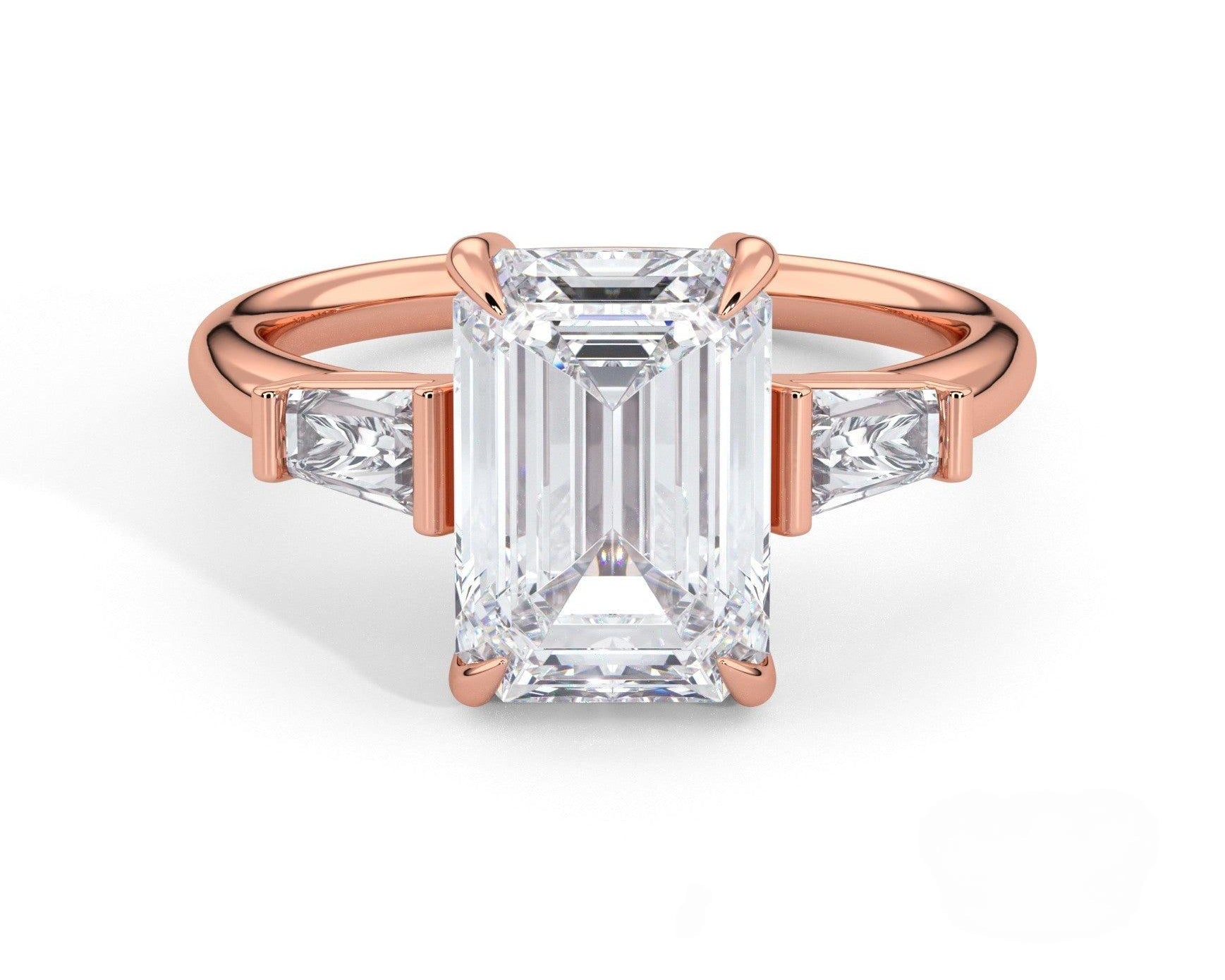 2 Carat Emerald Cut Tapered Baguette Three Stone Engagement Ring - Mr. Alex Jewelry