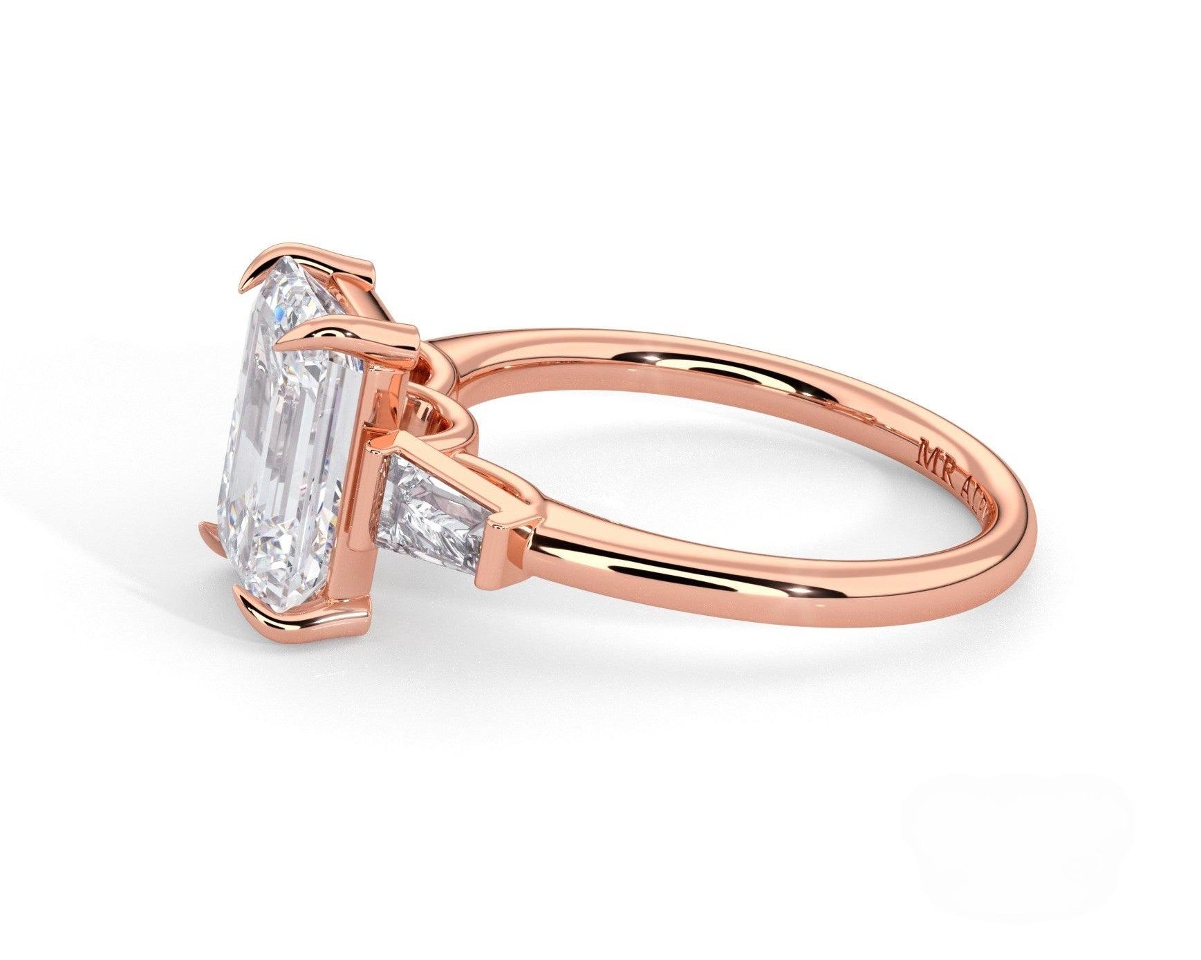 2 Carat Emerald Cut Tapered Baguette Three Stone Engagement Ring - Mr. Alex Jewelry