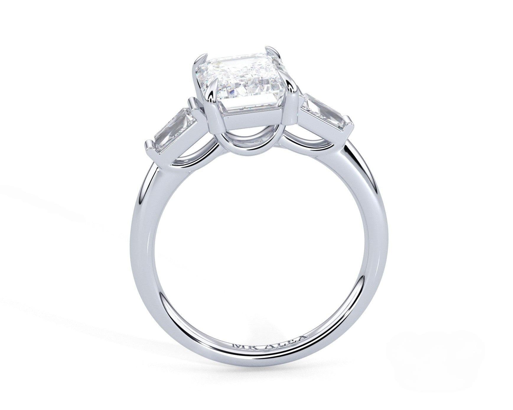2 Carat Emerald Cut Tapered Baguette Three Stone Engagement Ring - Mr. Alex Jewelry