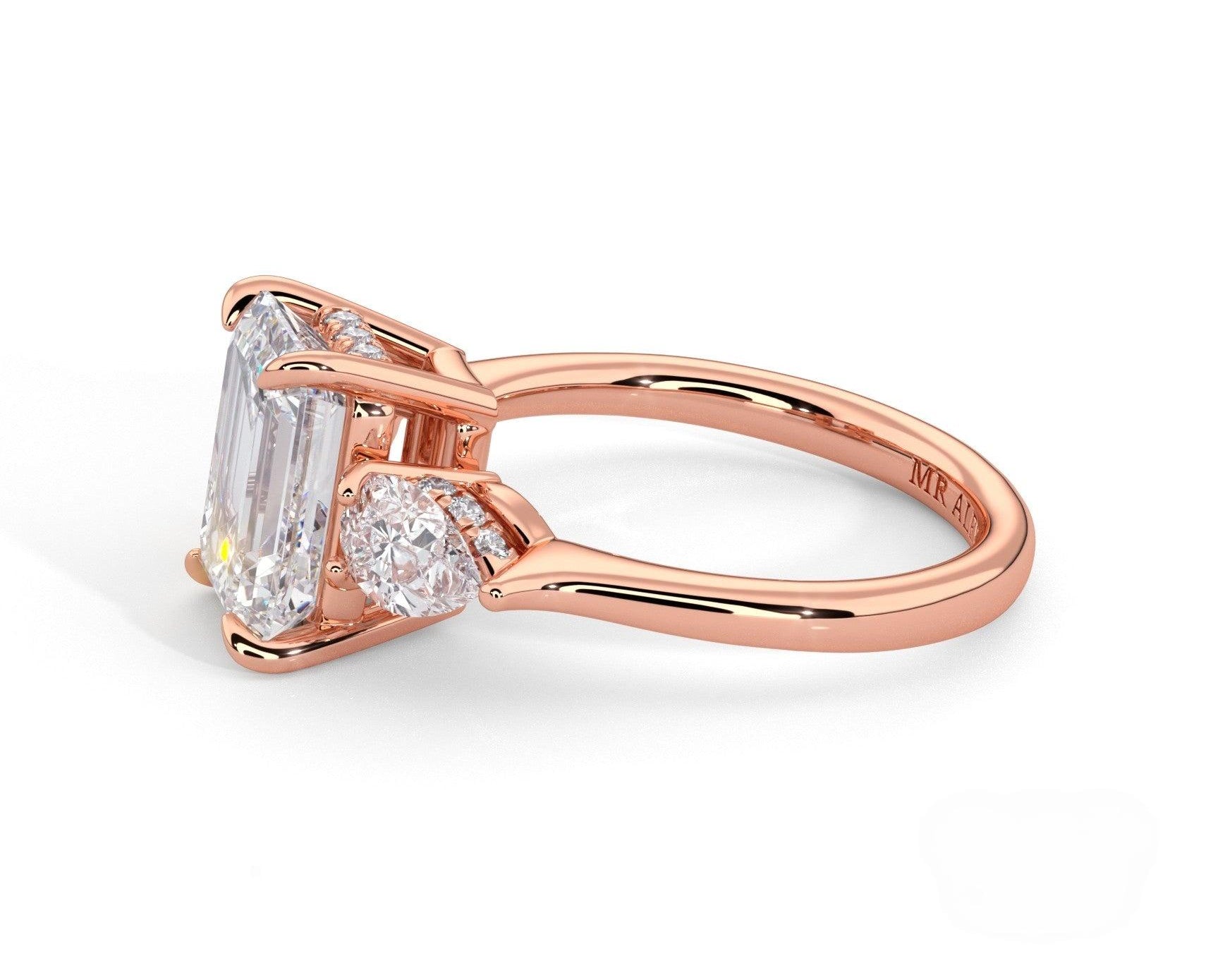 2 Carat Emerald Cut Three Stone Engagement Ring with Pear Side Diamonds - Mr. Alex Jewelry