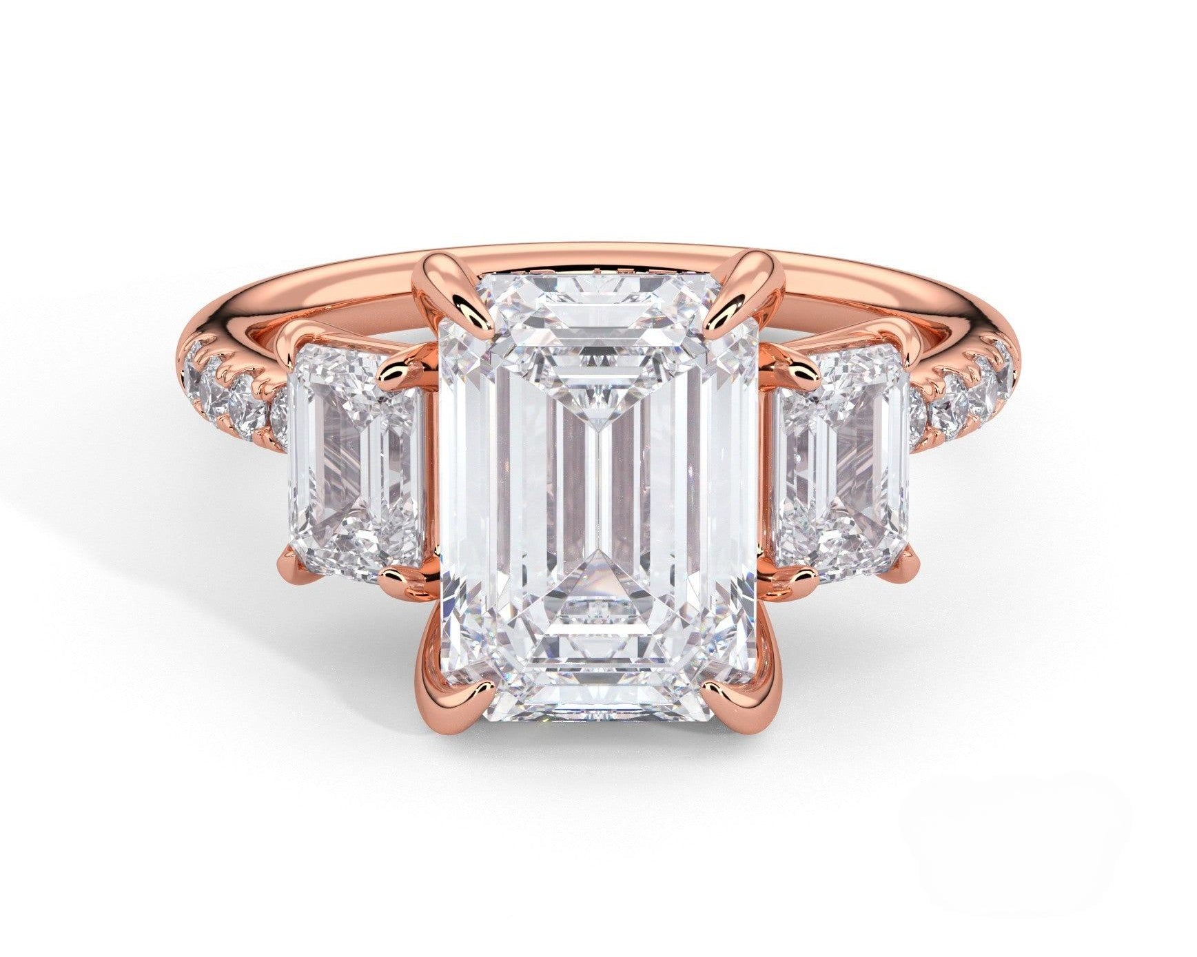 2 Carat Emerald Cut Three Stone with Emerald Cut Side Diamonds - Mr. Alex Jewelry