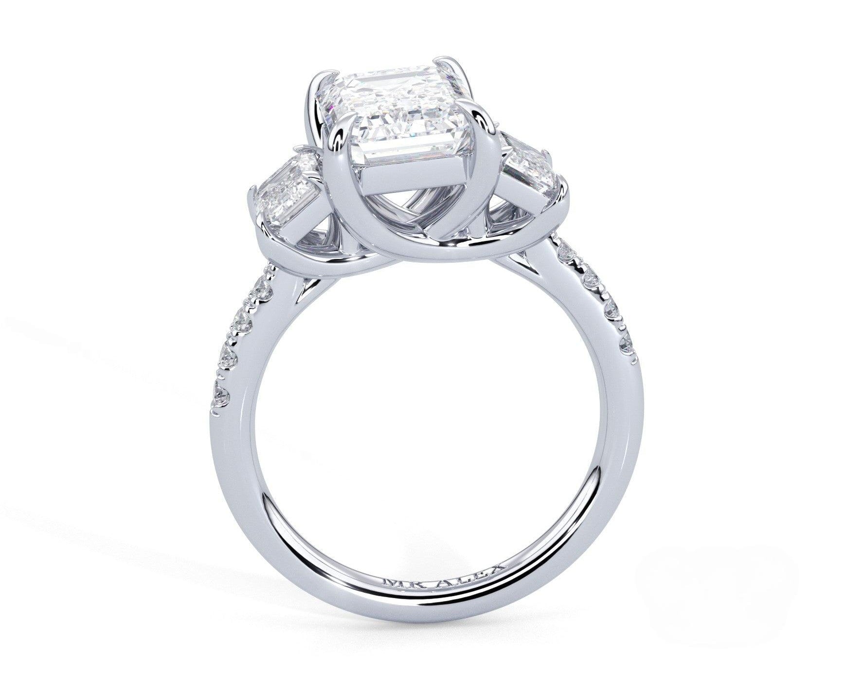 2 Carat Emerald Cut Three Stone with Emerald Cut Side Diamonds - Mr. Alex Jewelry